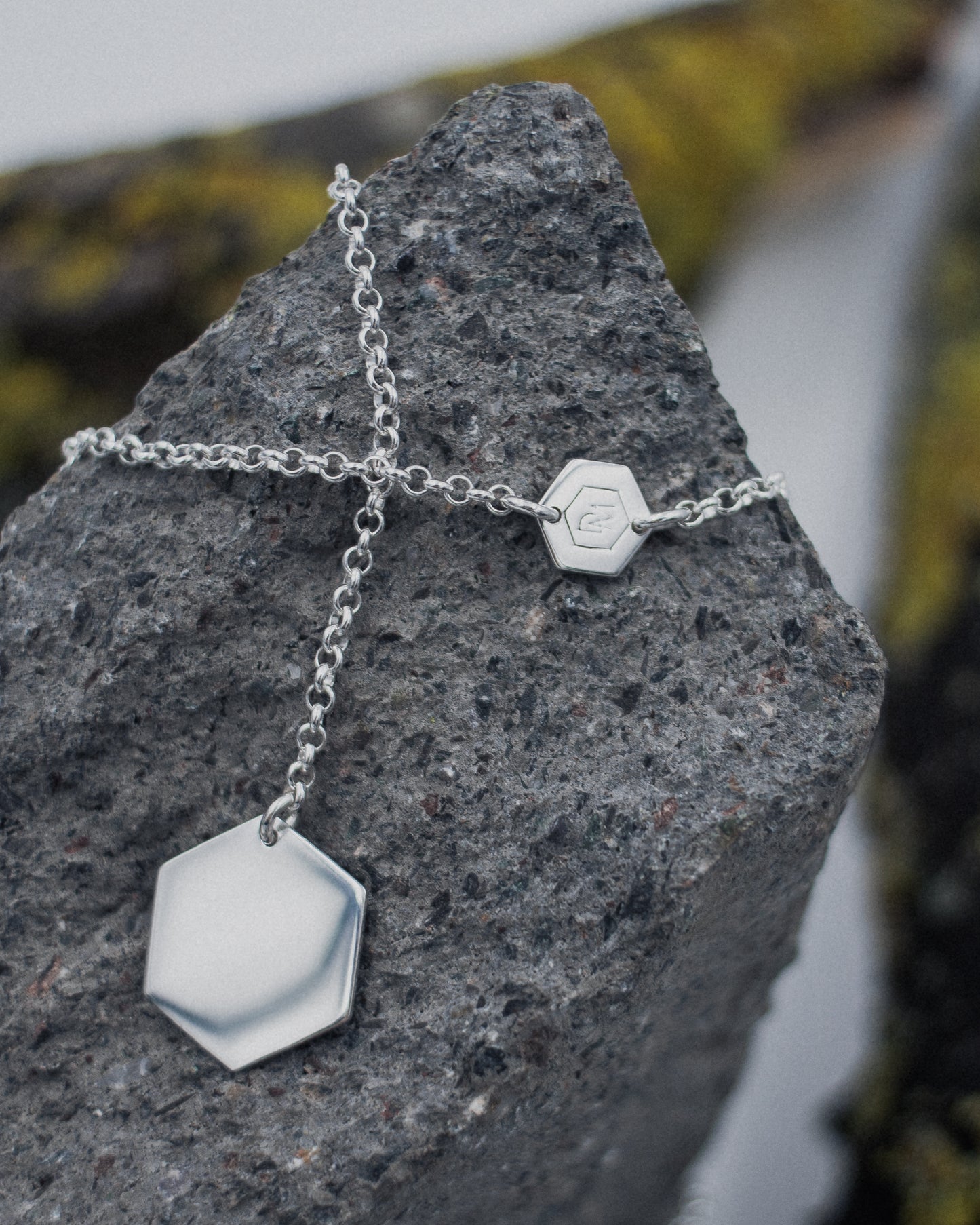 Long Slip-through Cell Necklace, 925 silver