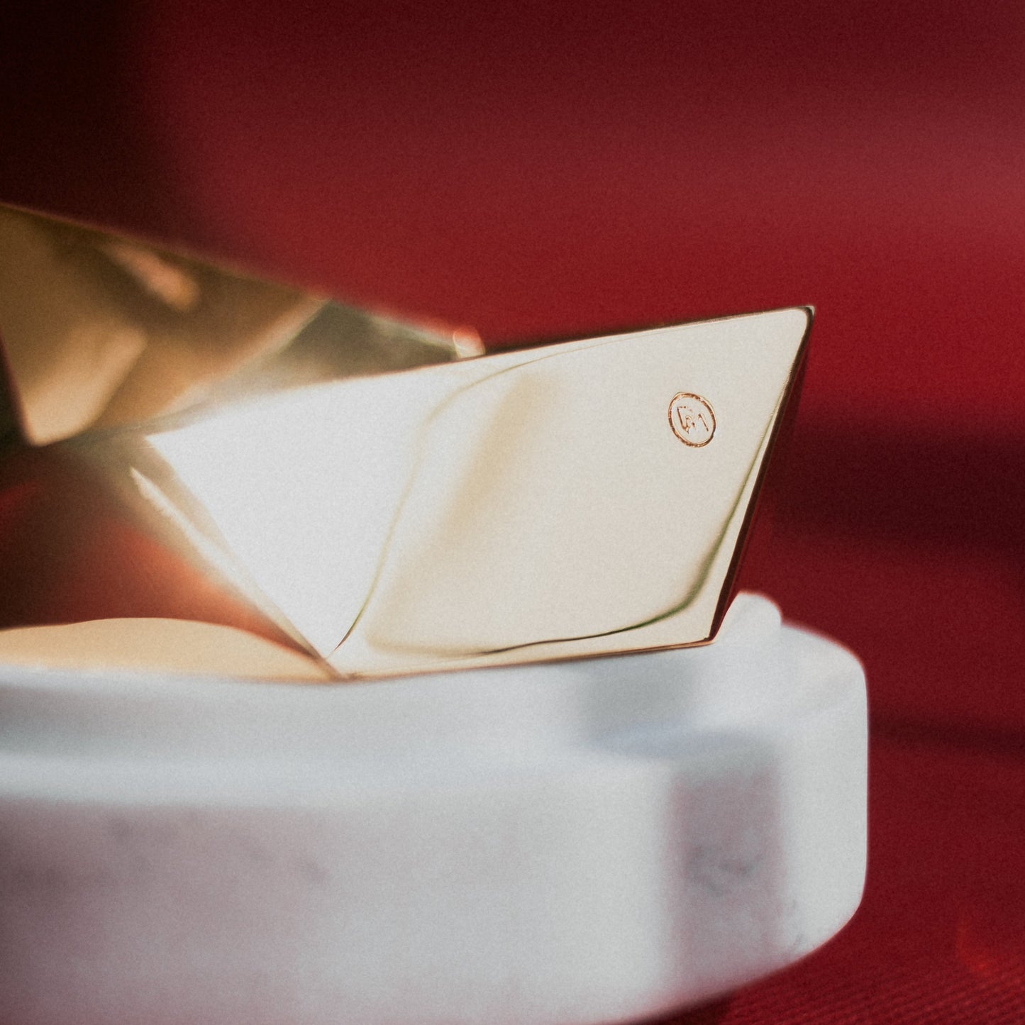 Facet statement bangle bracelet, 18 karat gold-plated silver