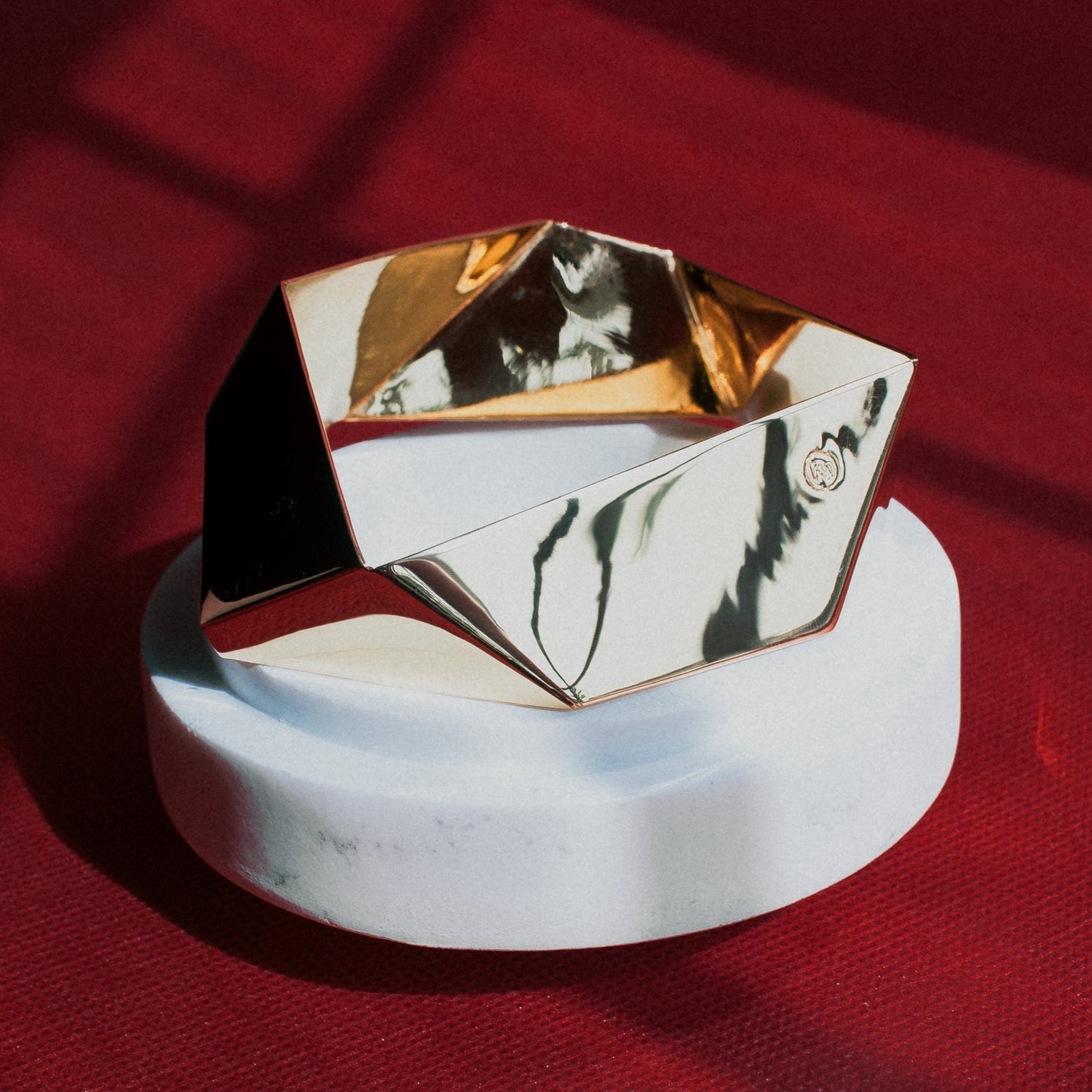 Facet statement bangle bracelet, 18 karat gold-plated silver