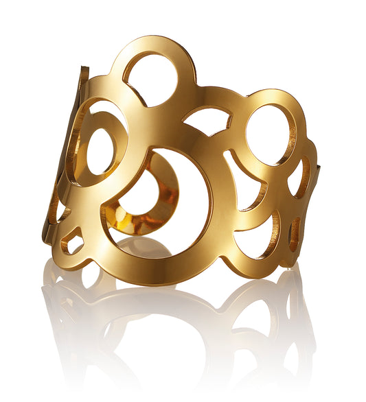 Circles Cuff Bracelet in 18 karat gold plating