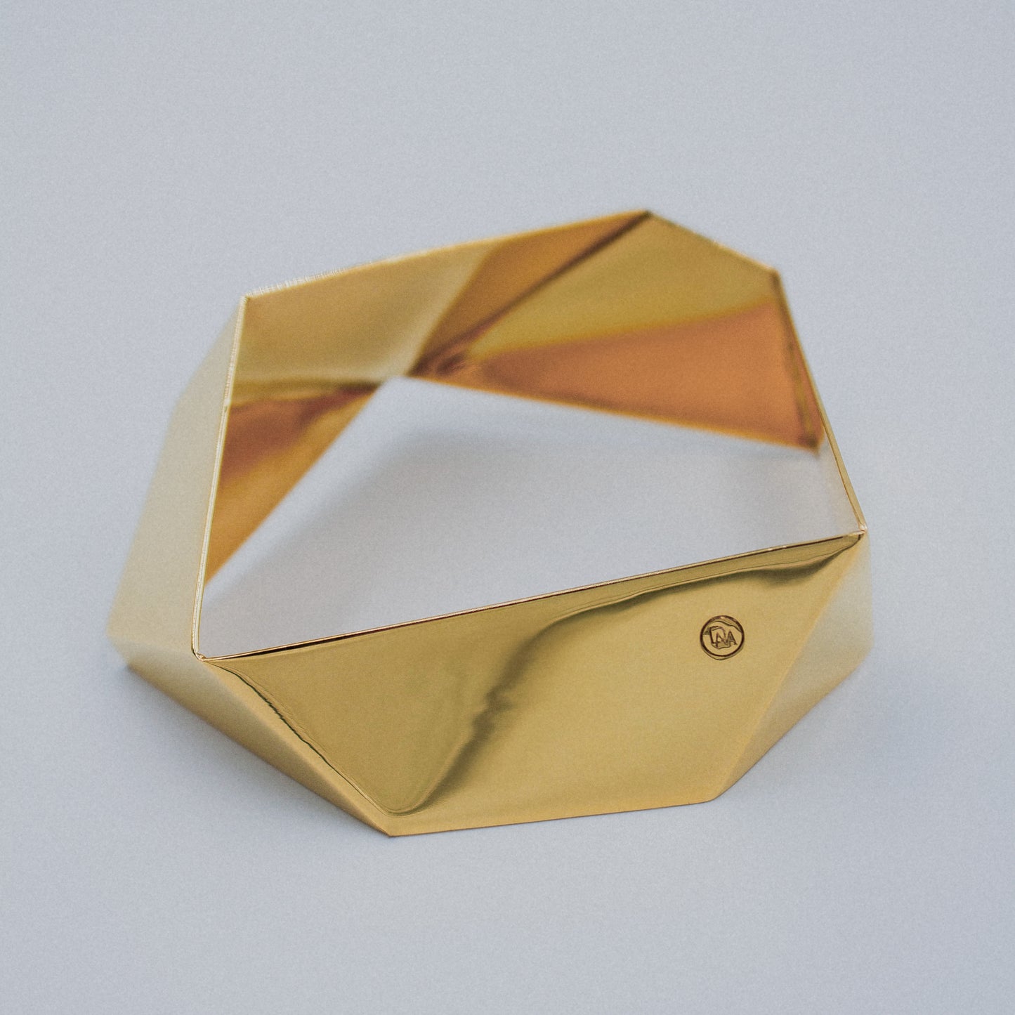 Facet statement bangle bracelet, 18 karat gold-plated silver