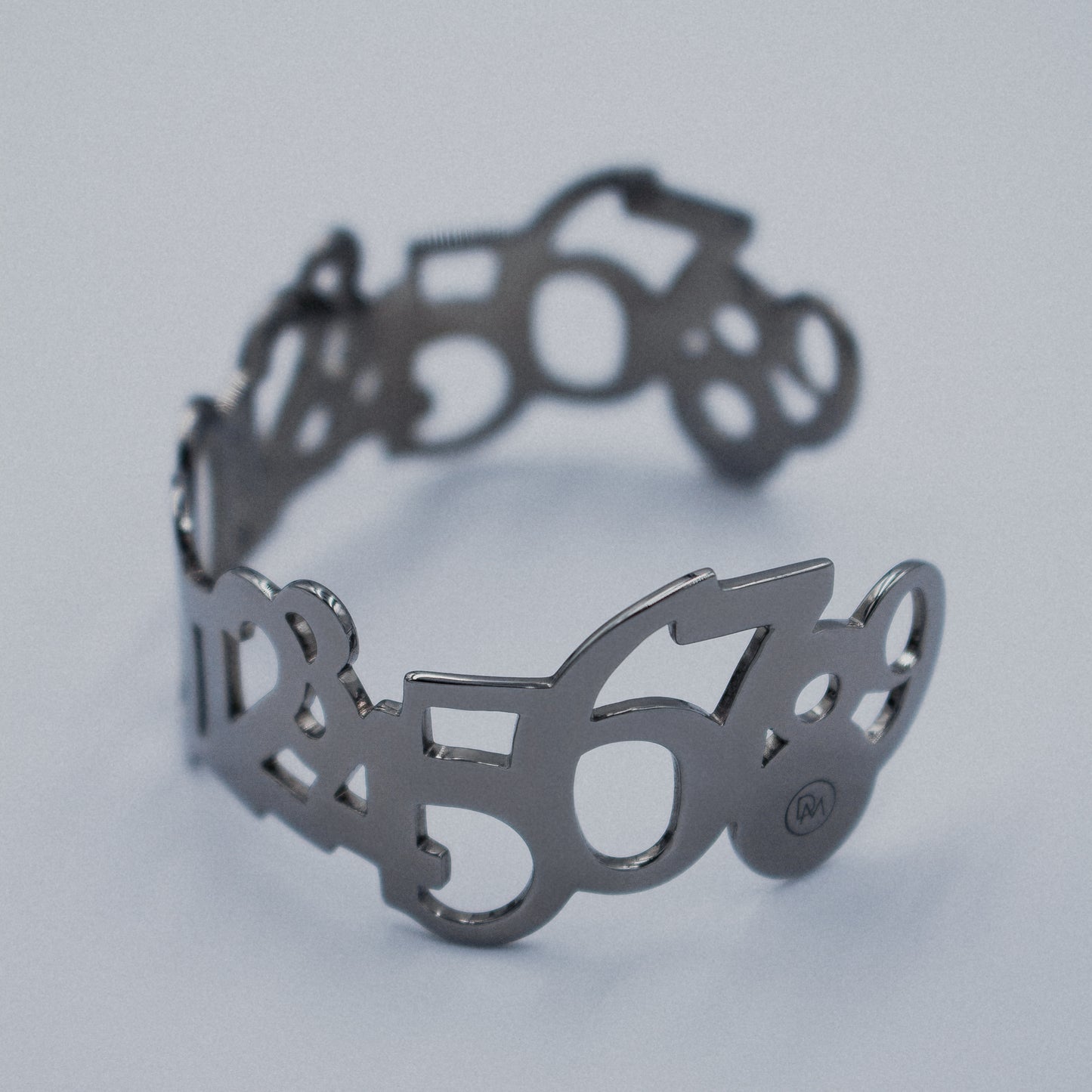 Conceptual Numbers Cuff Bracelet, Rhodium-plated 925 silver