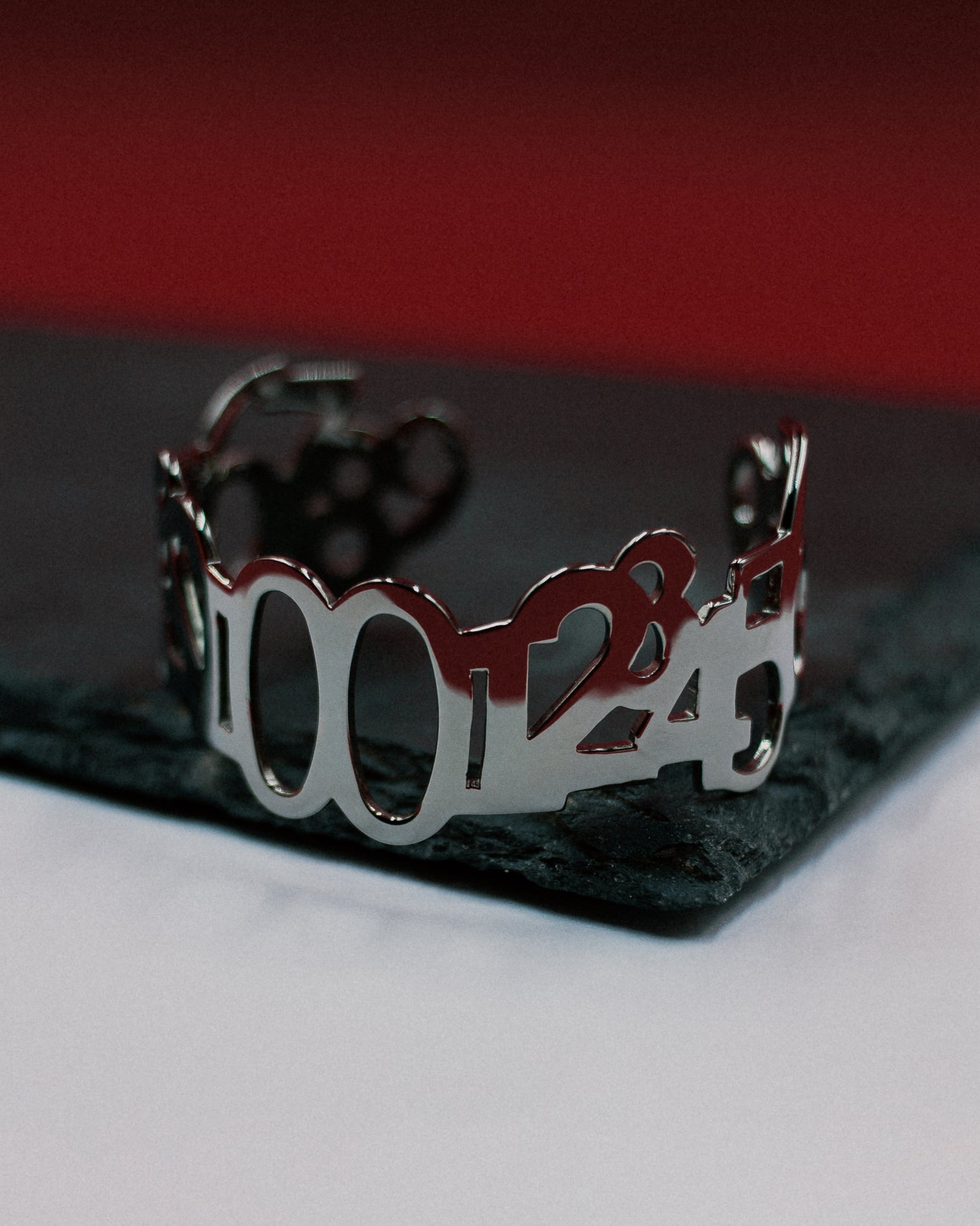 Conceptual Numbers Cuff Bracelet, Rhodium-plated 925 silver