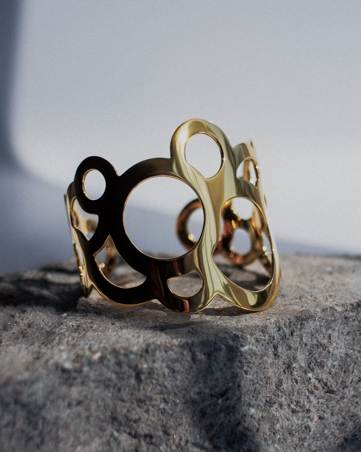 Classy Circles Cuff Bracelet plated with 18 karat gold