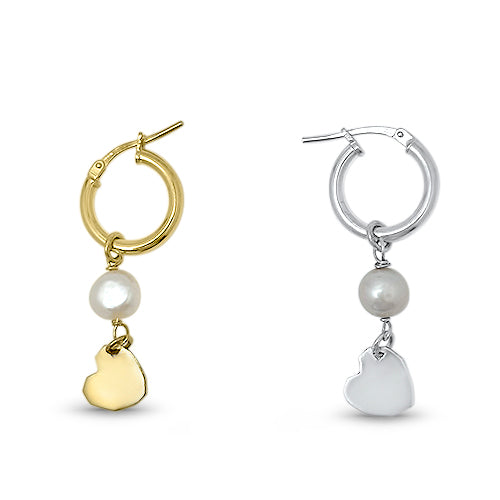 Love Hoops with grey freshwater pearls, 925 silver