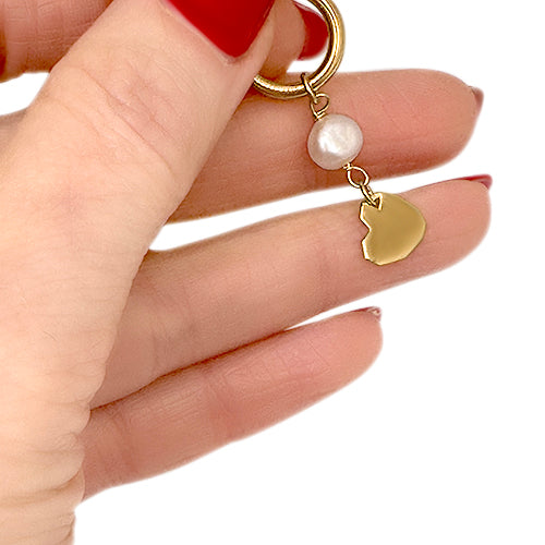 Love hoops, gold-plated silver and white fresh water pearl