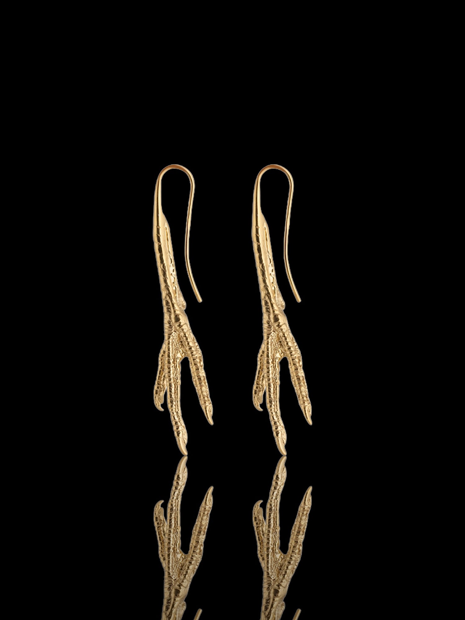 Chicken Feet Earrings in gold