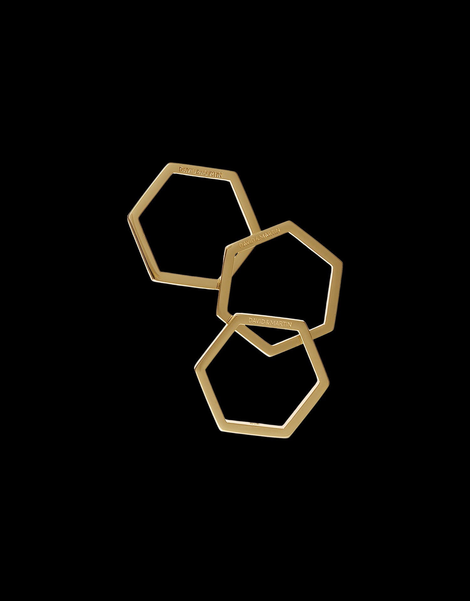 Cell Rings Trio, 18 karat gold-plated silver