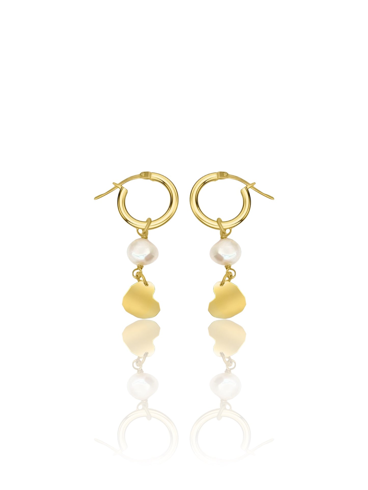 Love hoops, gold-plated silver and white fresh water pearl