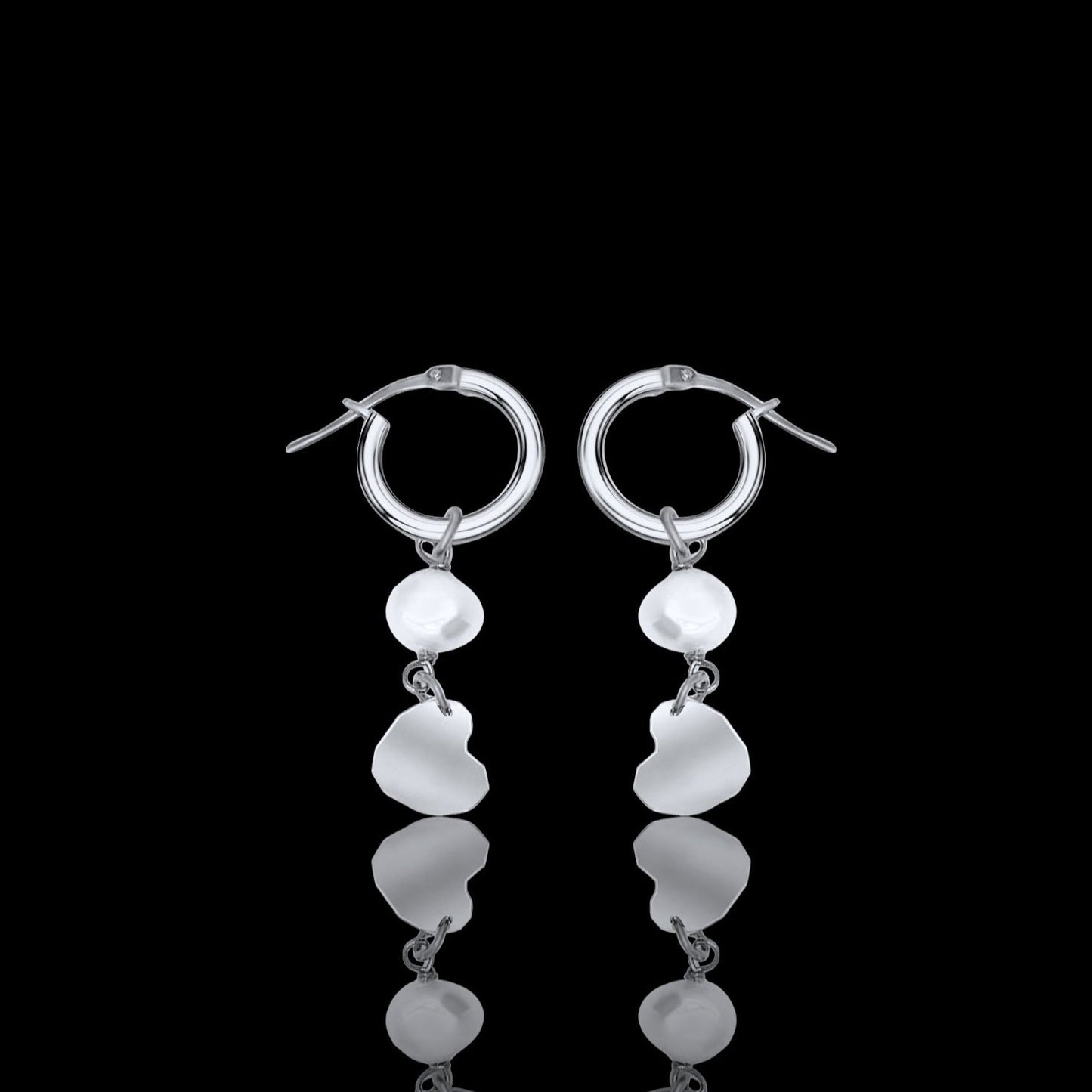 Love Hoops with grey freshwater pearls, 925 silver