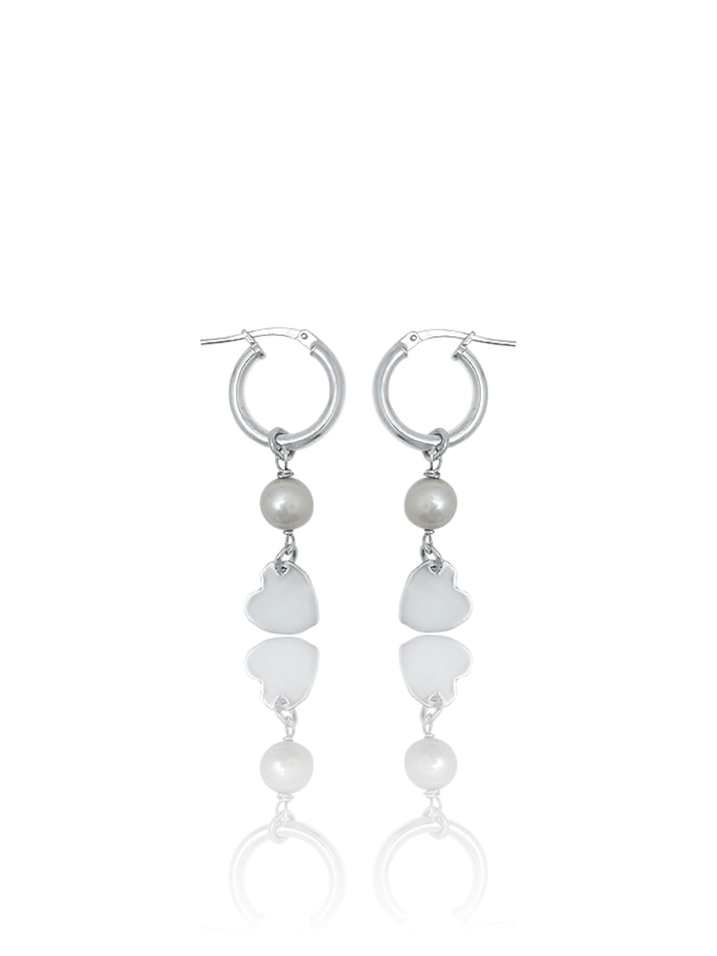 Love Hoops with grey freshwater pearls, 925 silver