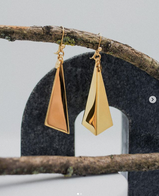 Boucles d'oreilles Facet, argent plaqué or 18 carats