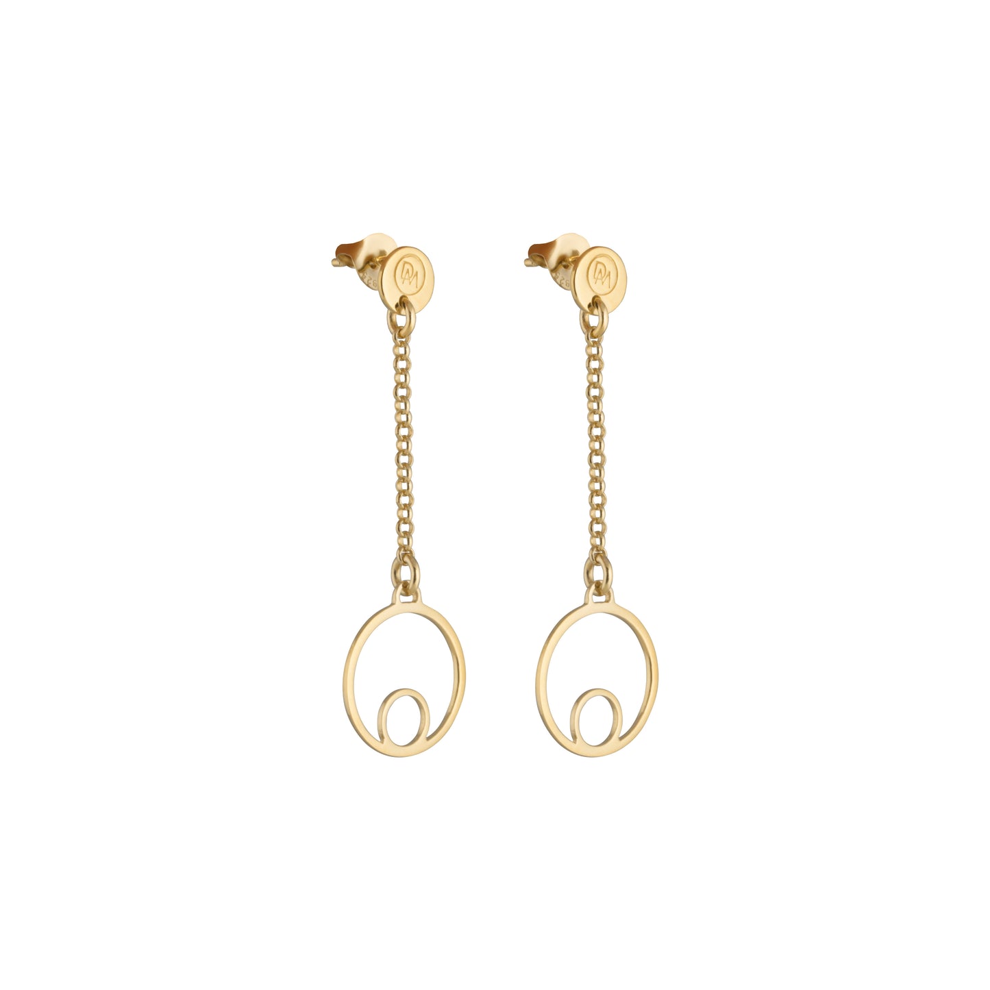 Gentle earrings with circle-shaped pendants from iconic Circles collection. Designed in minimalist style, these earrings are lightweight and playful. Combine them with Circles Necklace. Material: 18 karat gold-plated silver. Size: outer circles diameter is 10mm, the length of the earring is approximately 5cm.