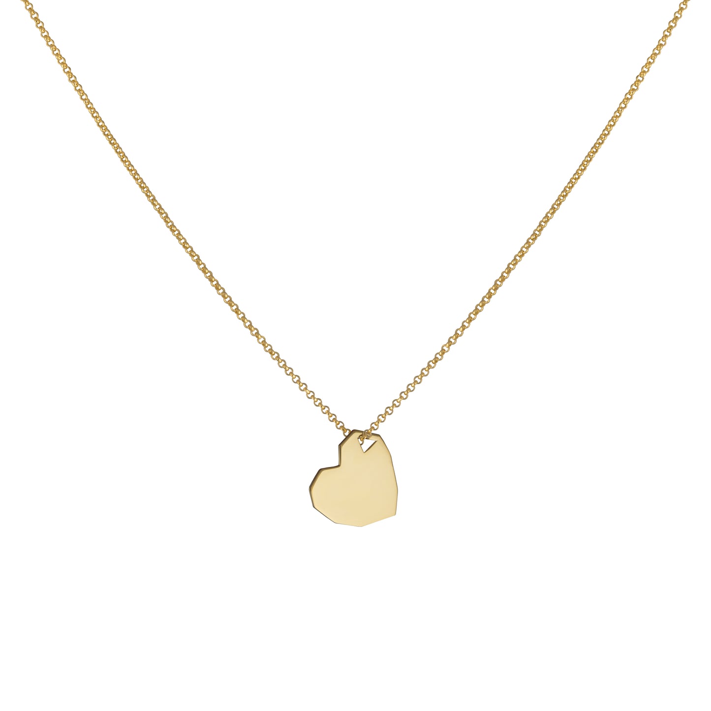 Popular Love necklace with a heart pendant from Facet collection.   Material: 18 karat gold-plated silver.  Size: 45cm. 