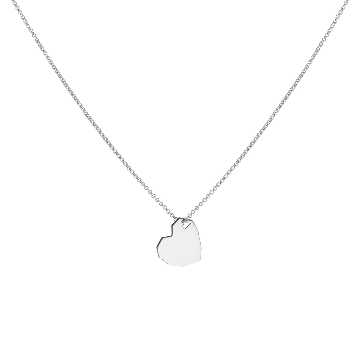 Popular Love necklace with a heart pendant from Facet collection. Material: 925 silver. Size: 45cm.