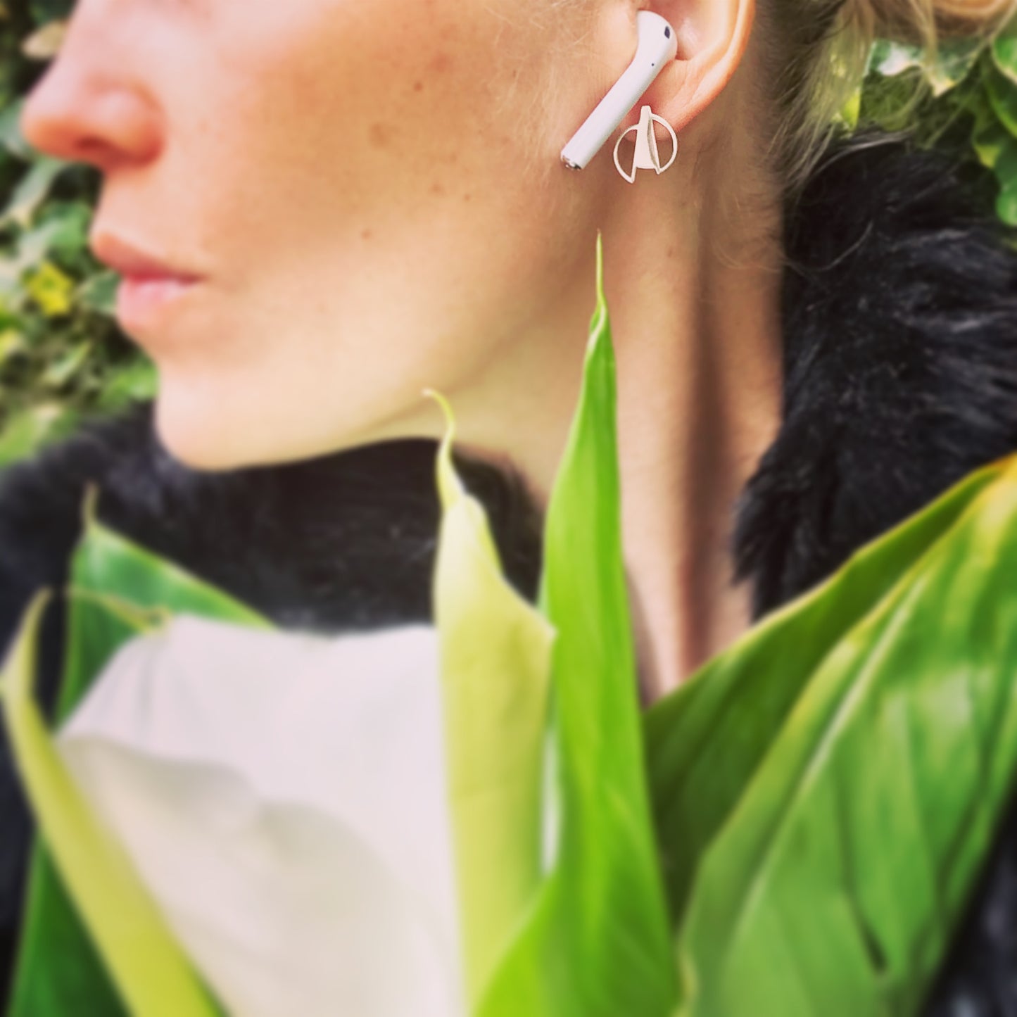 Minimalist earrings from Drift collection. This design represents deconstructed circles and is inspired by the imperfection of life.