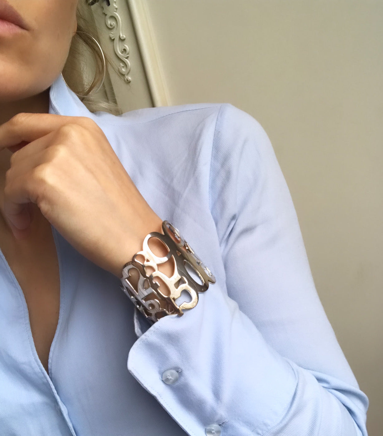 Numbers Cuff Bracelet in silver