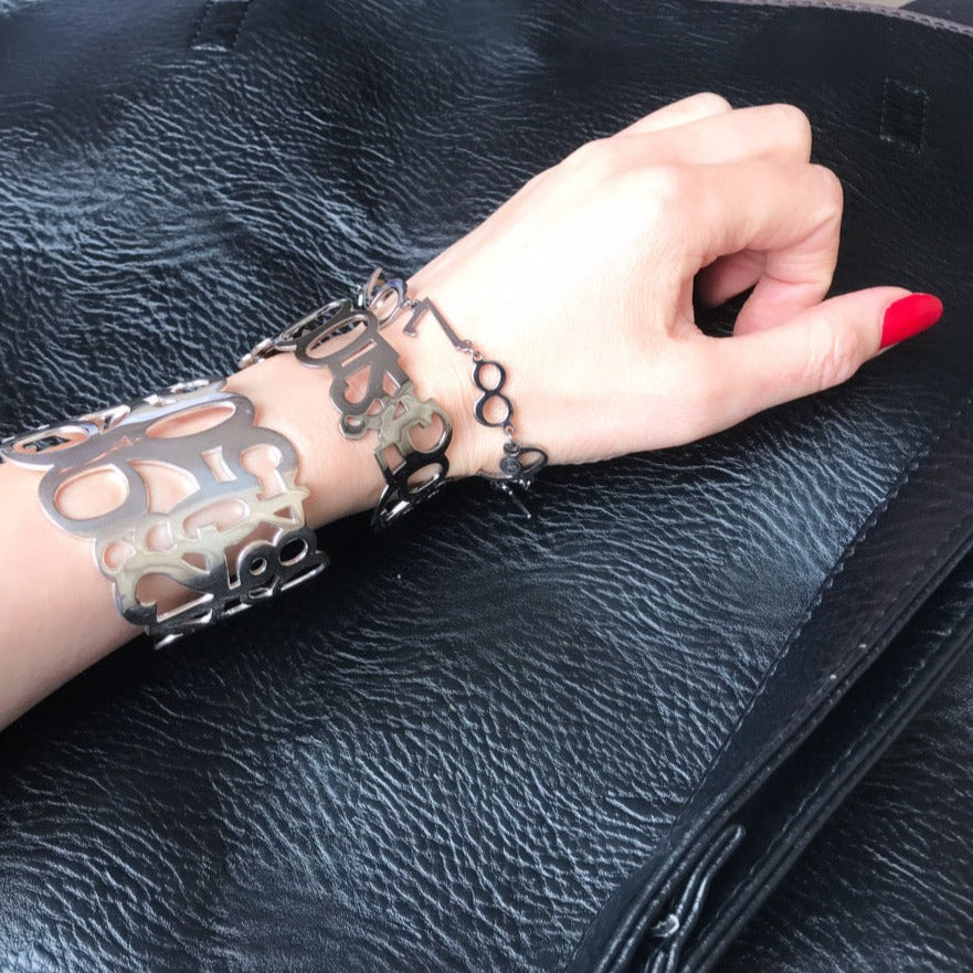 Numbers Cuff Bracelet in silver