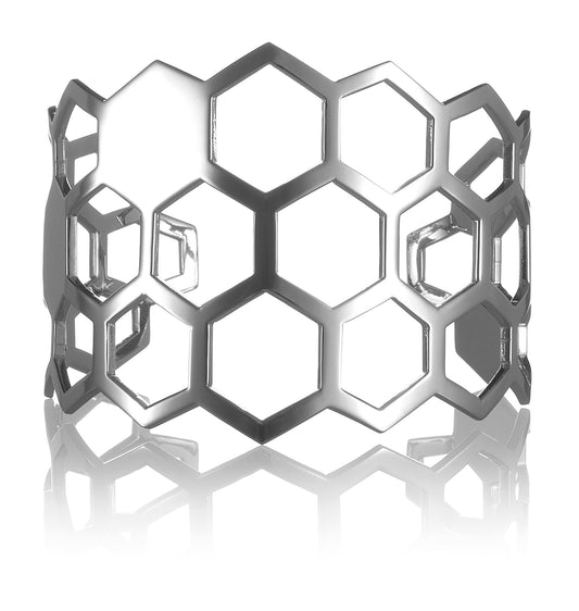 Bestselling chunky geometric cuff bracelet from Cell collection. This is one of the most iconic contemporary designer pieces by David&Martin.   Material: 925 silver. Size: adjustable, fits any wrist.