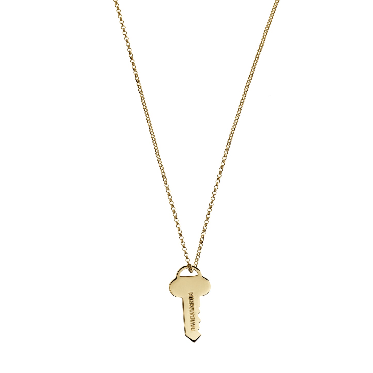 Minimalist unisex Key necklace. Material: 18 karat gold-plated silver. Size: the length is 45 cm.