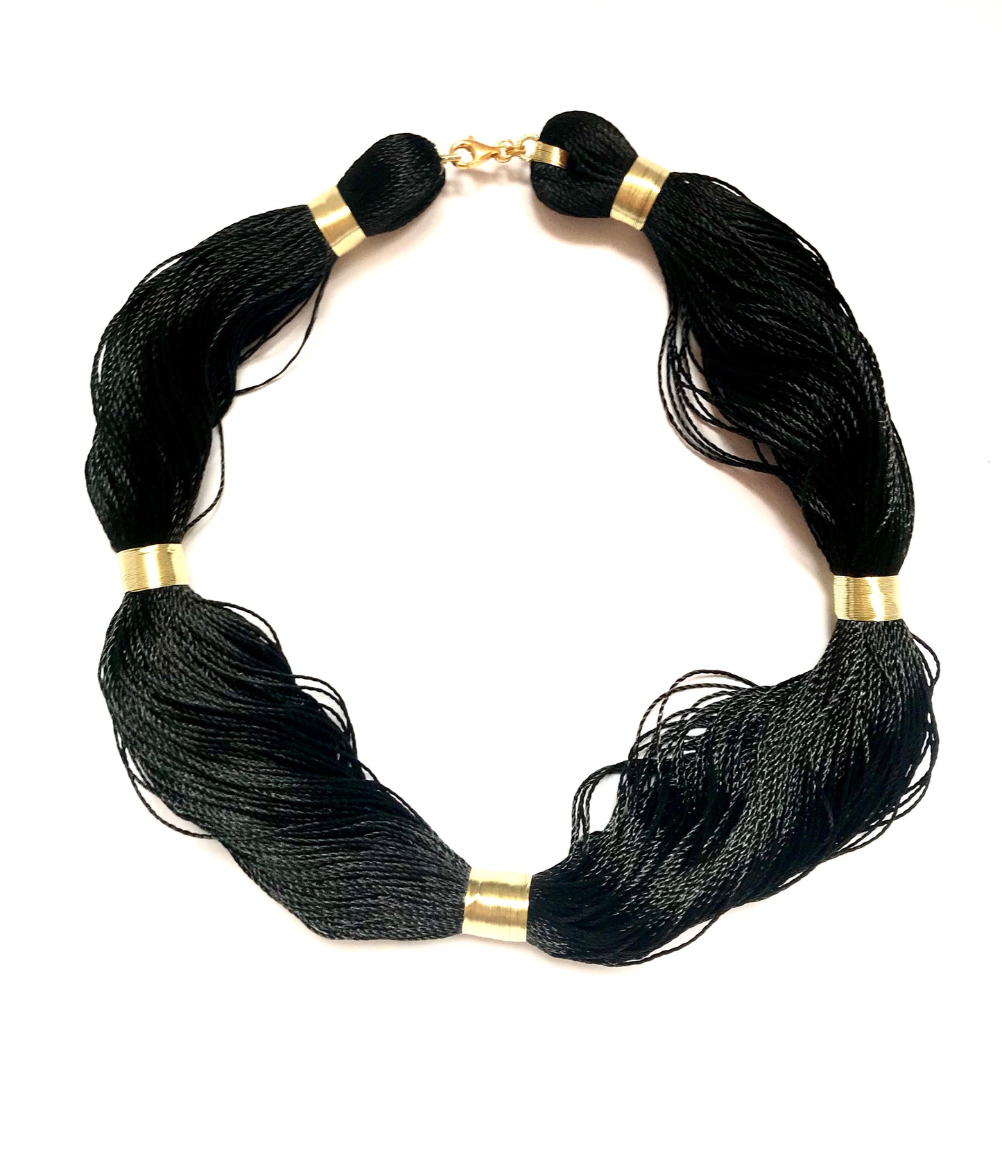 Notte Silk String and Silver Wire Necklace from D&M JEWELLERY