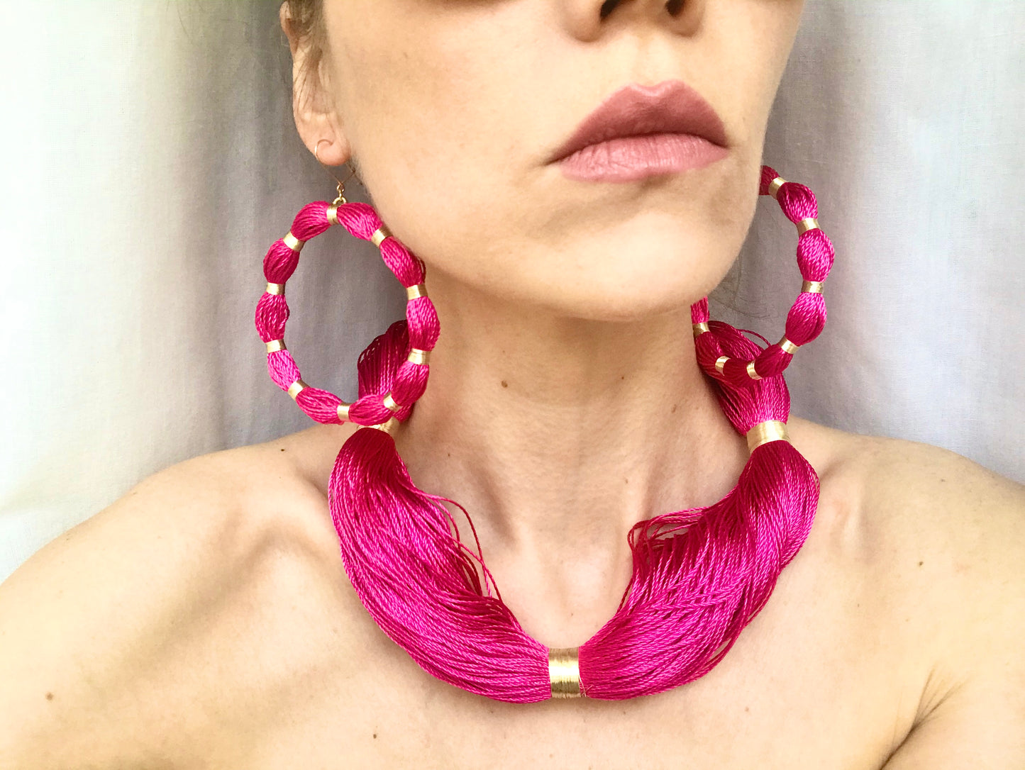 Magenta String Necklace, Venice Collection