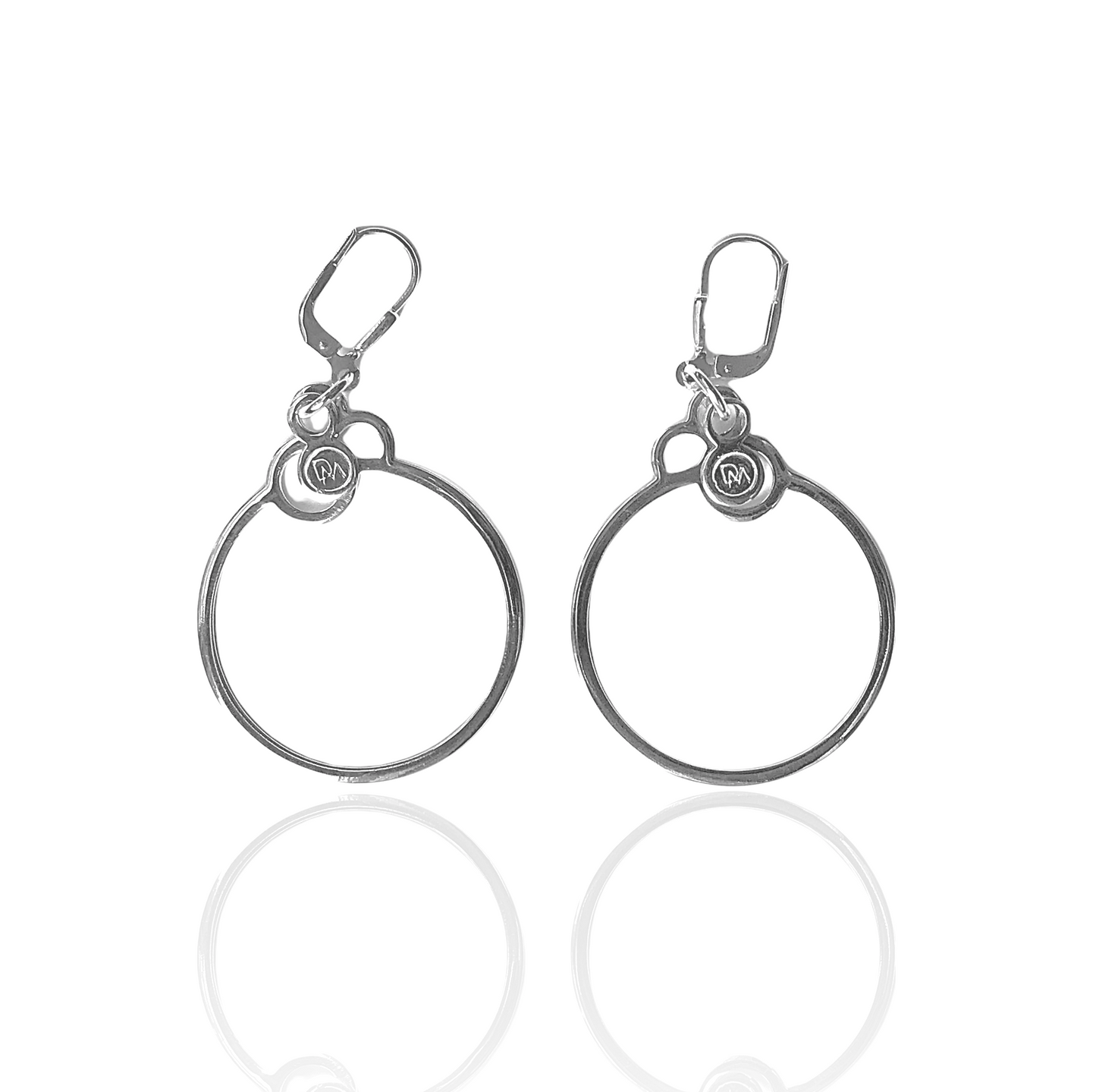 Extra light, gentle 925 silver hoop earrings with a logo from Circles collection. Material: 925 silver. Size: hoop diameter - 3cm.