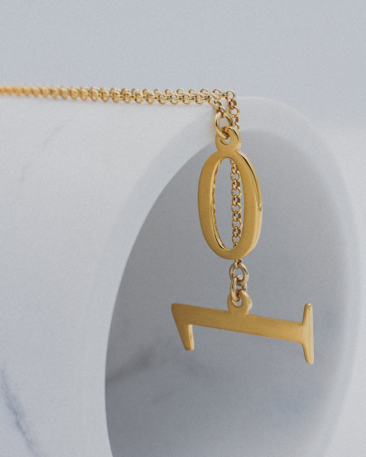 Slip-through Numbers Necklace plated with 18 karat gold