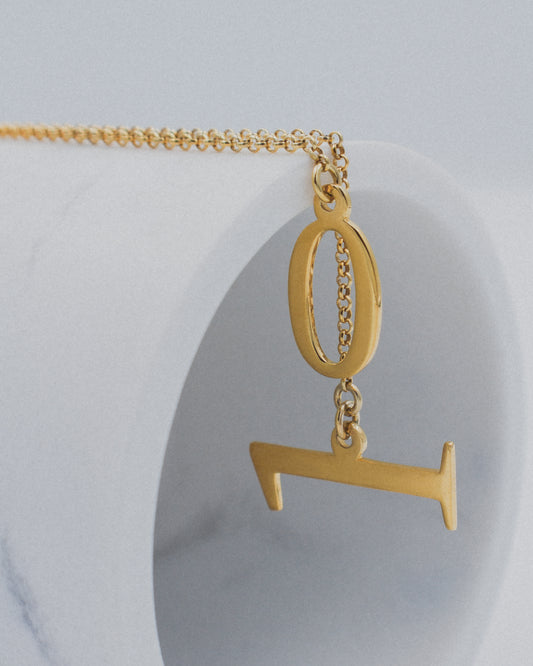 Numbers Necklace in 18 karat gold-plated silver