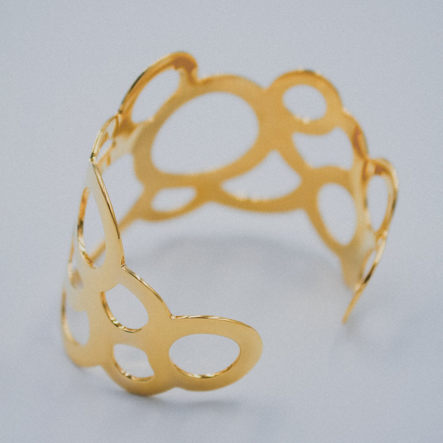 Classy Circles Cuff Bracelet plated with 18 karat gold