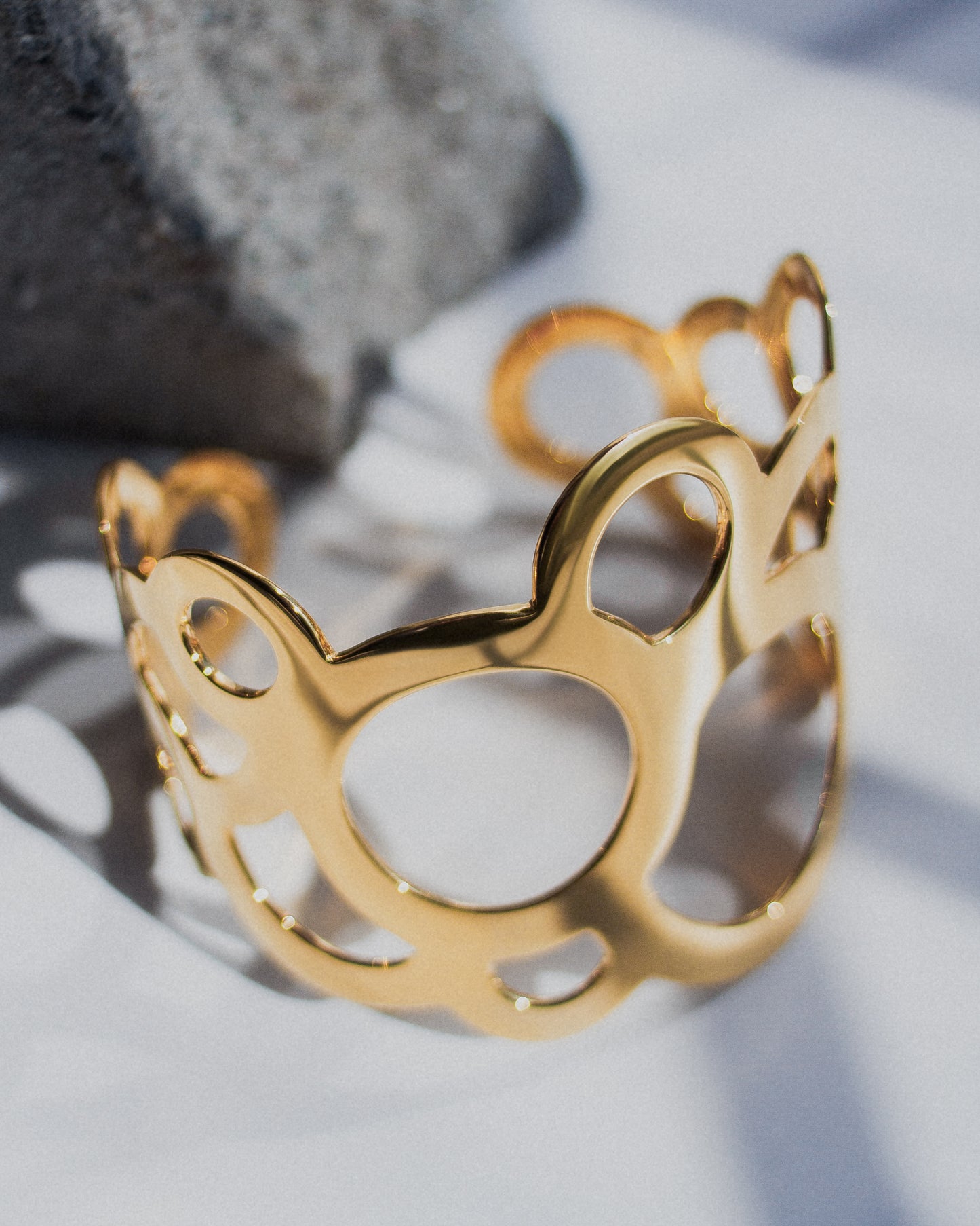 Classy Circles Cuff Bracelet plated with 18 karat gold