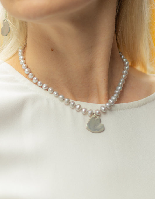 Love in Pearls Necklace with a silver pendant