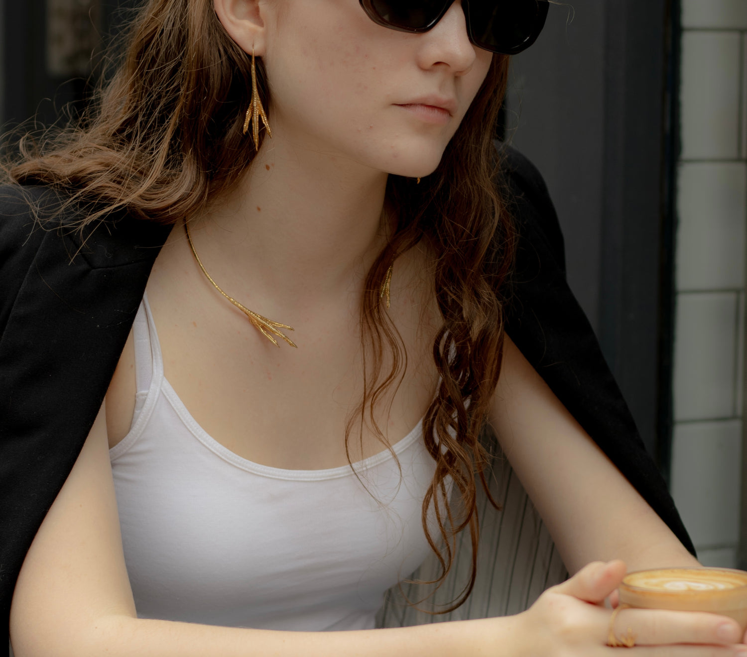 Chicken Feet Statement Choker, 18 karat gold-plated silver