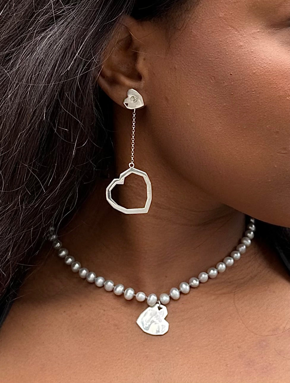 Love in Pearls Necklace with a silver pendant