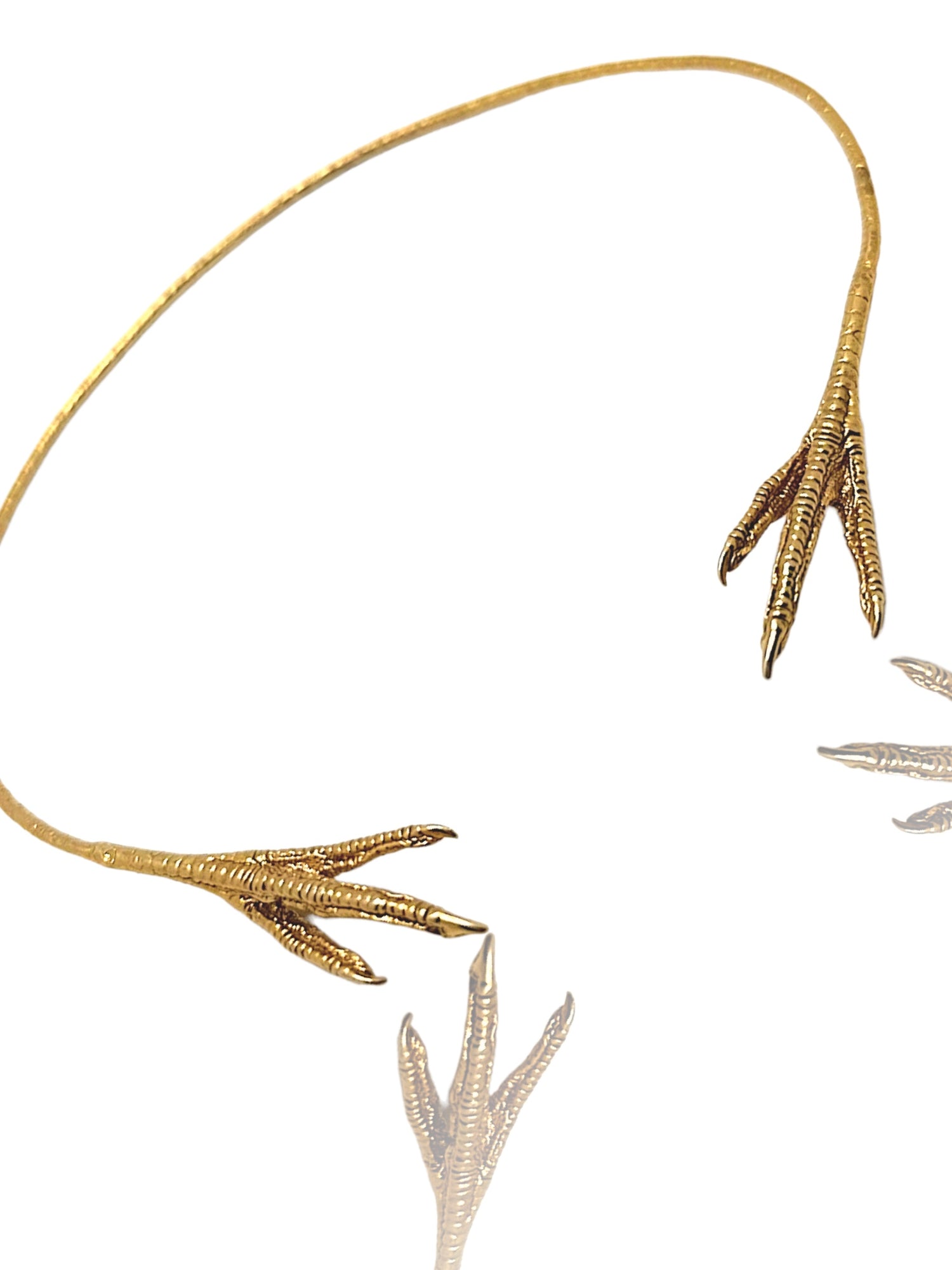 Chicken Feet Statement Choker, 18 karat gold-plated silver