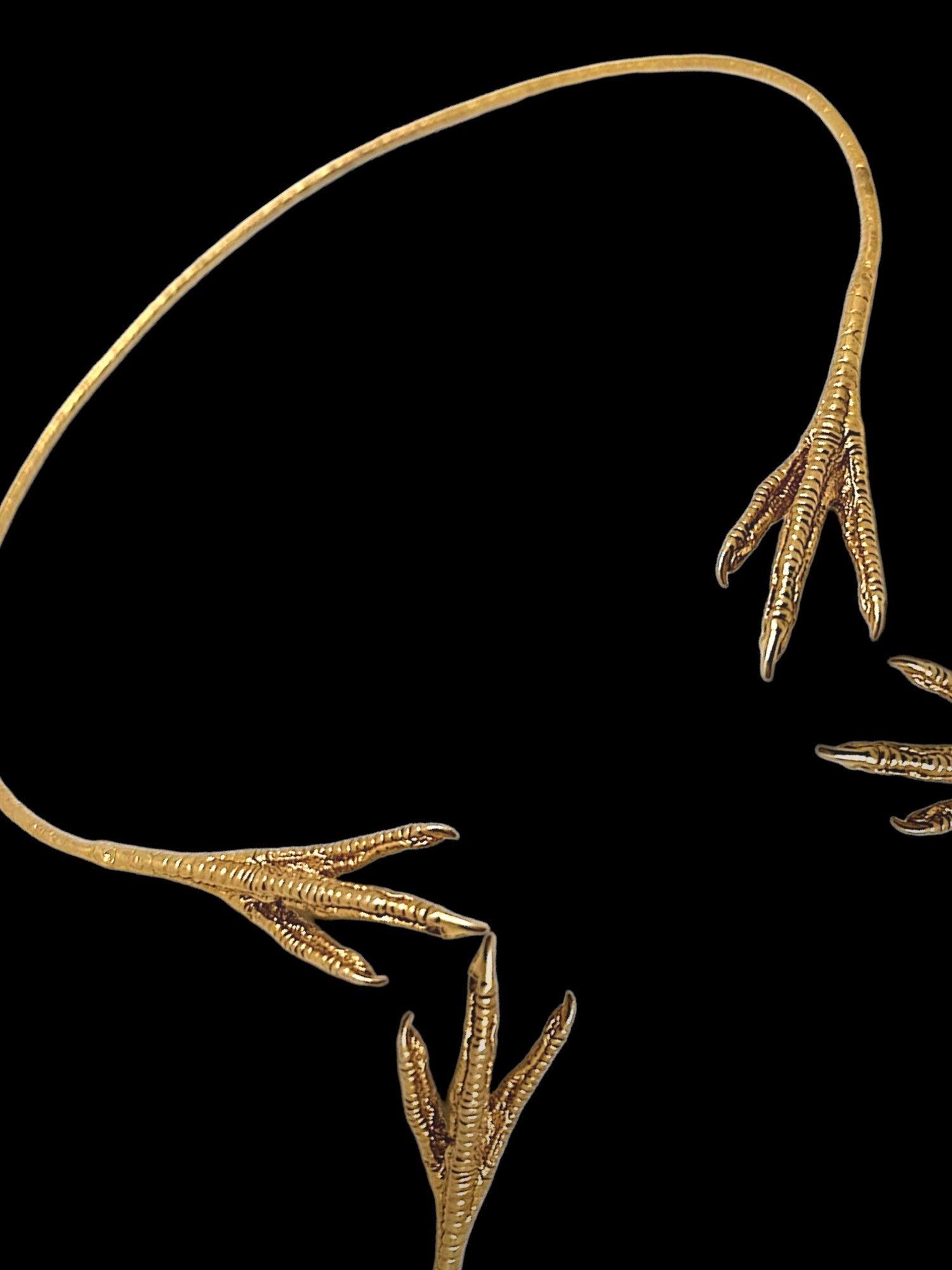 Chicken Feet Statement Choker, 18 karat gold-plated silver