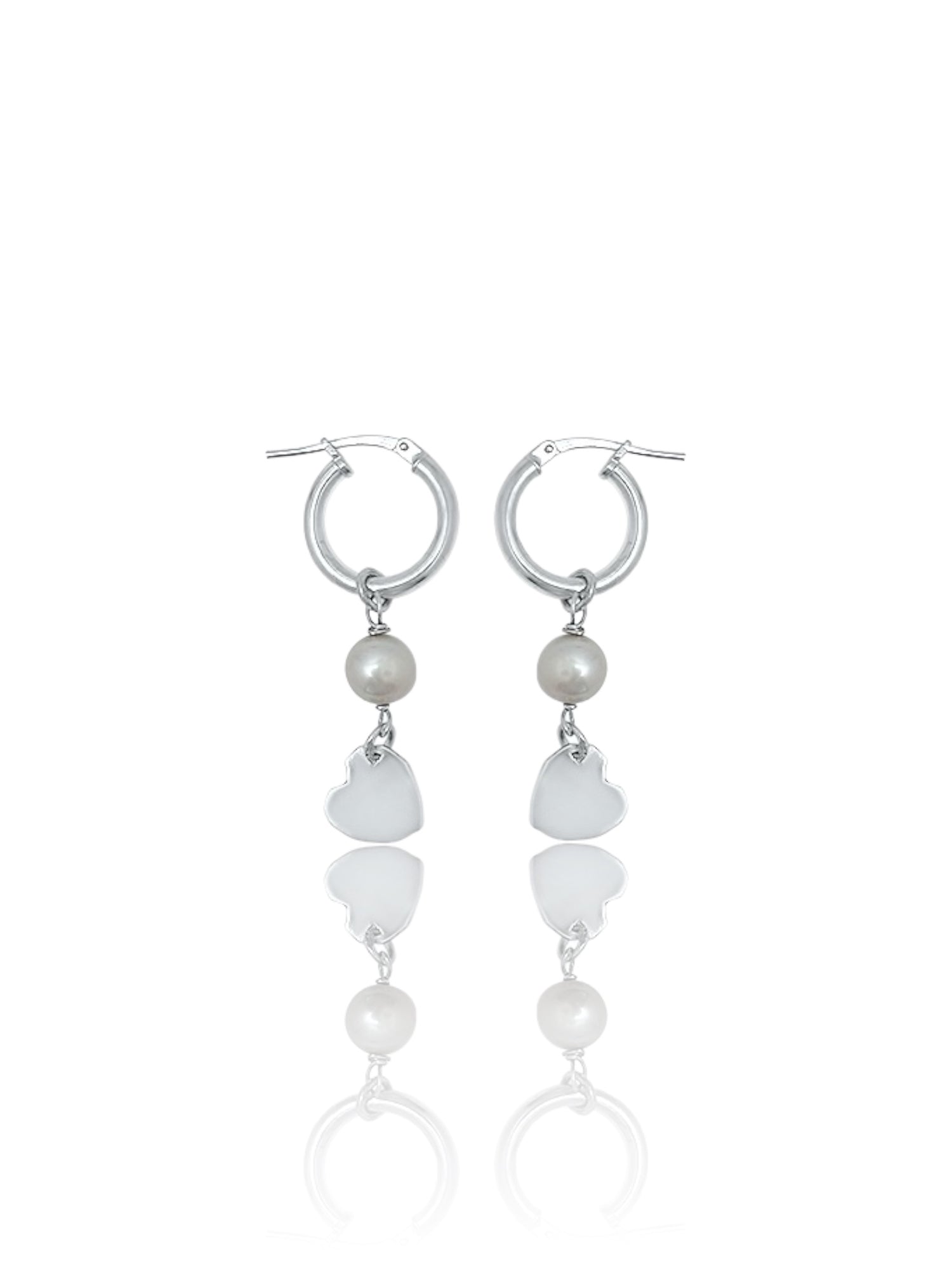 Love Hoops with grey freshwater pearls, 925 silver