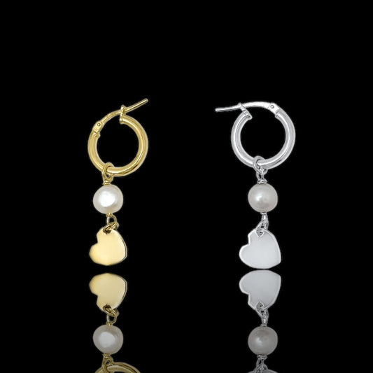 Love Hoop Earring with a freshwater pearl