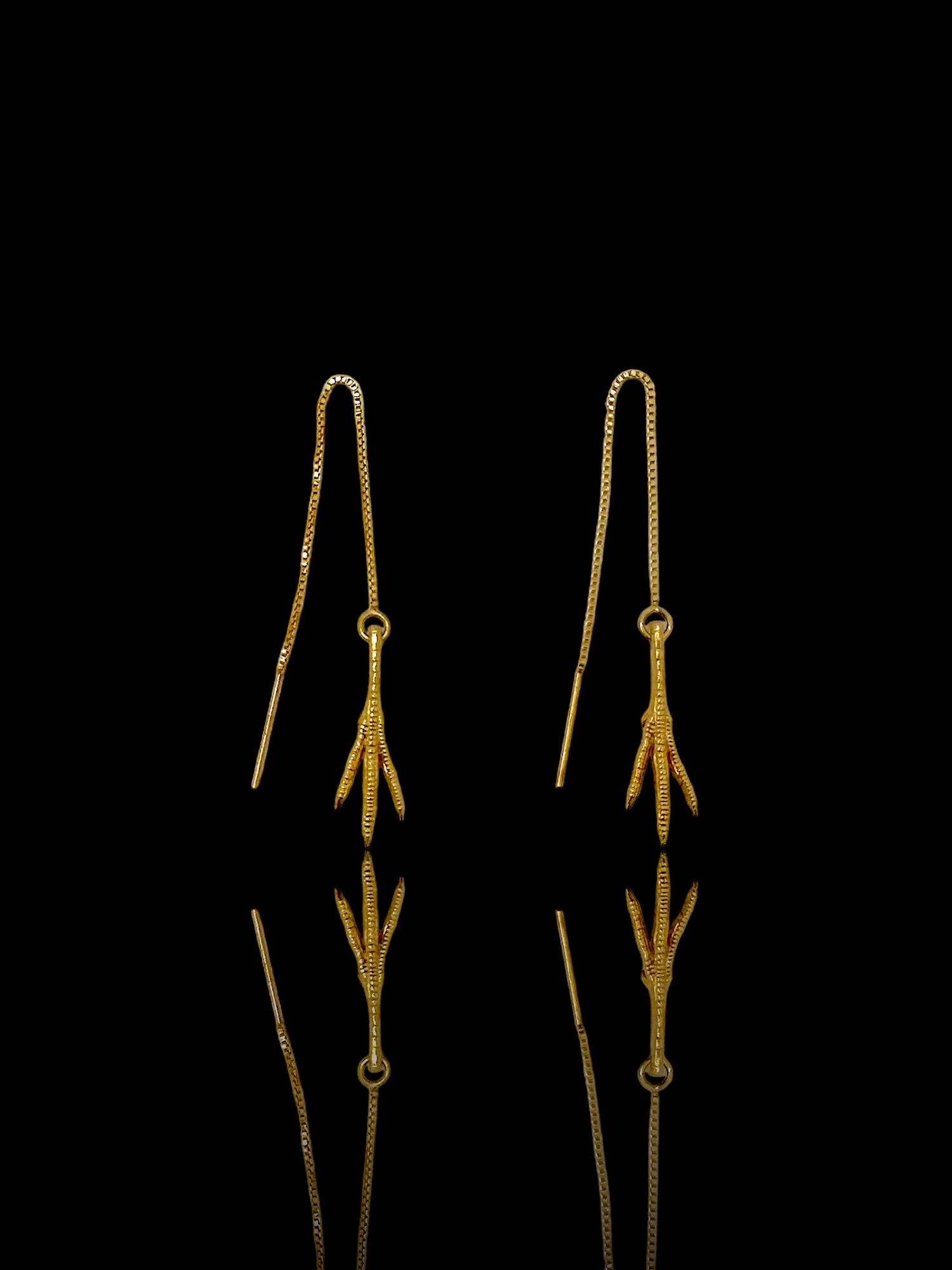 Subtle Chicken Feet Earrings, 24 karat gold-plated silver