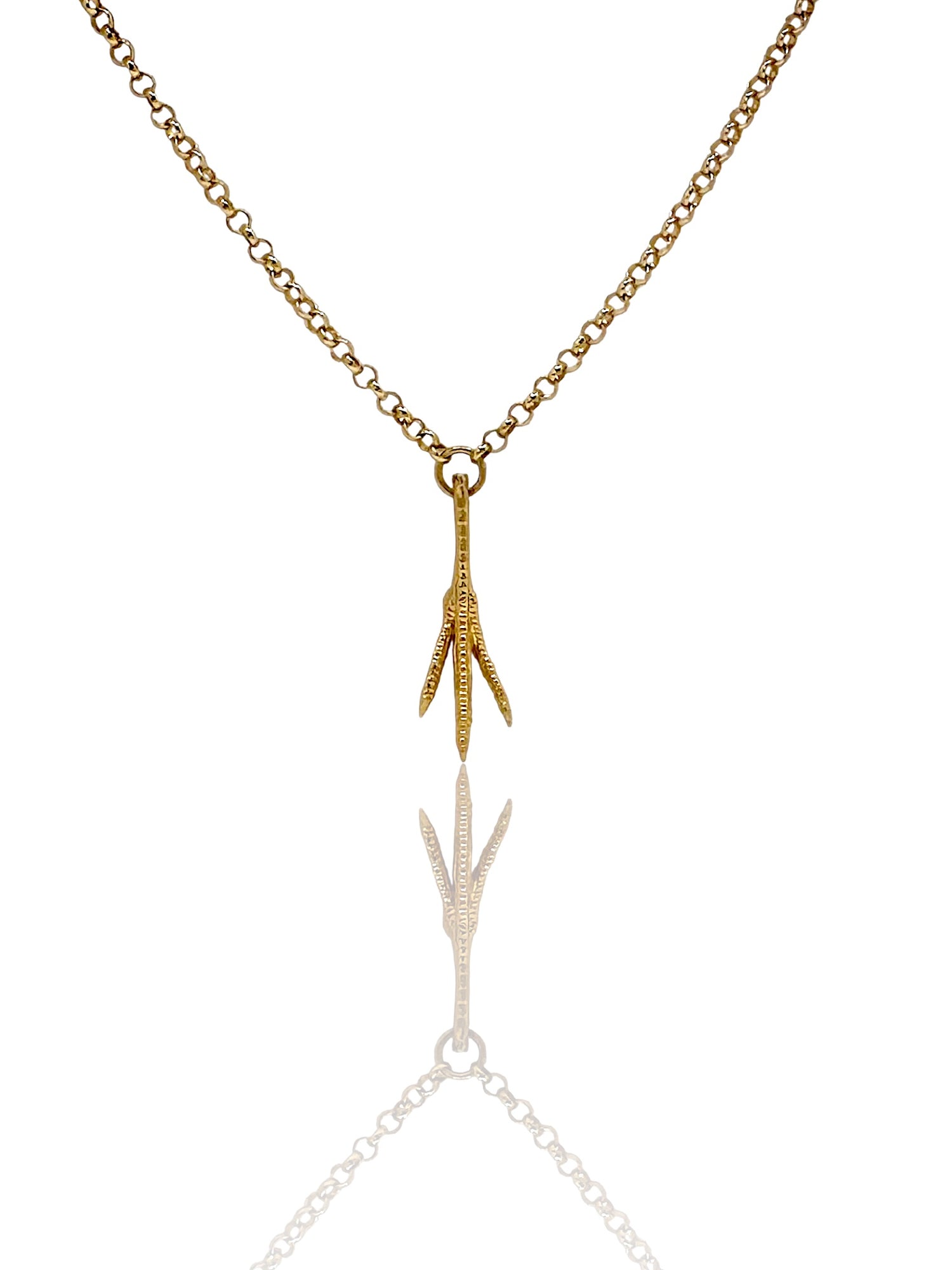 Subtle Chicken Feet Necklace, 24 karat gold-plated silver