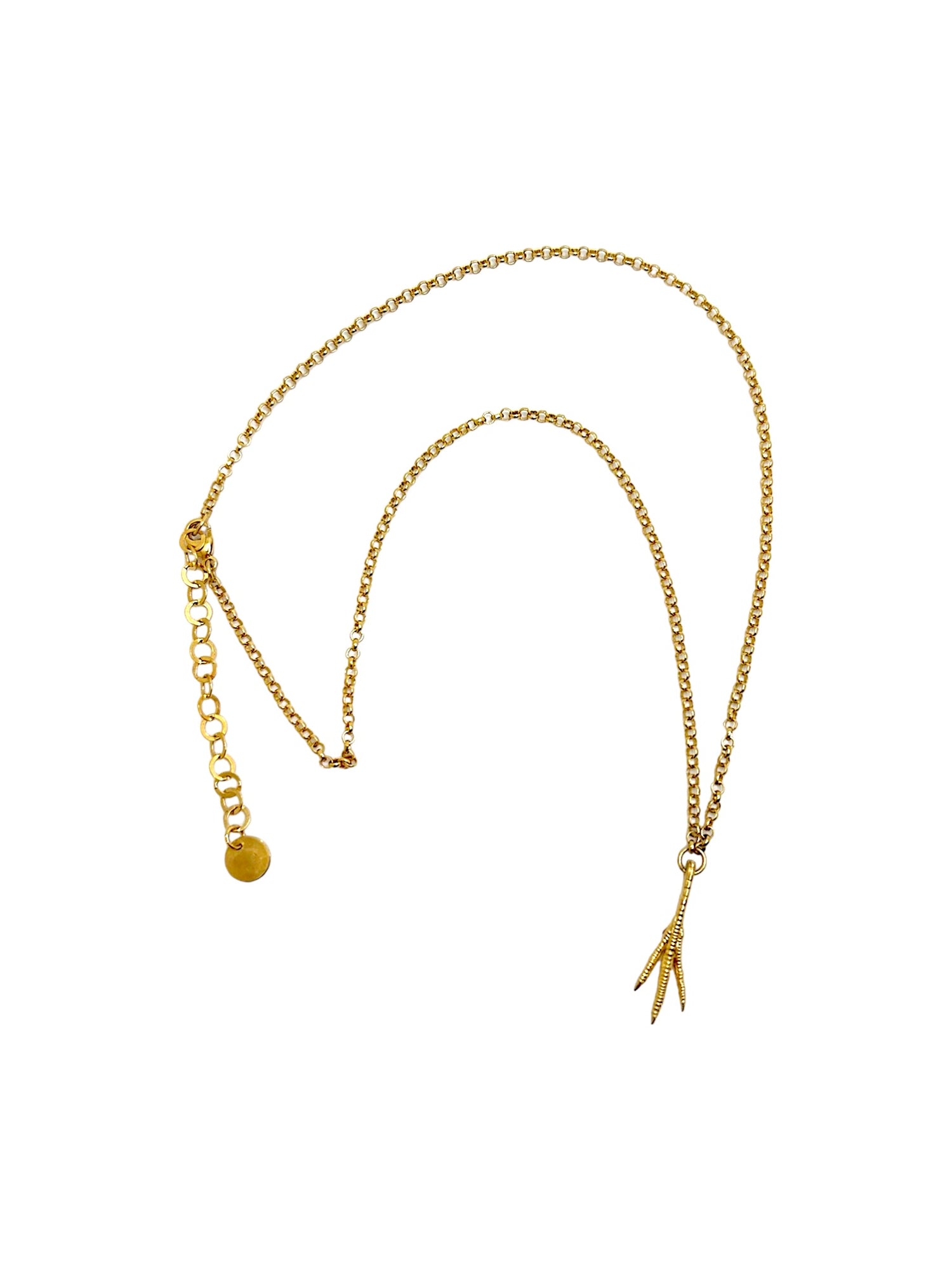 Subtle Chicken Feet Necklace, 24 karat gold-plated silver