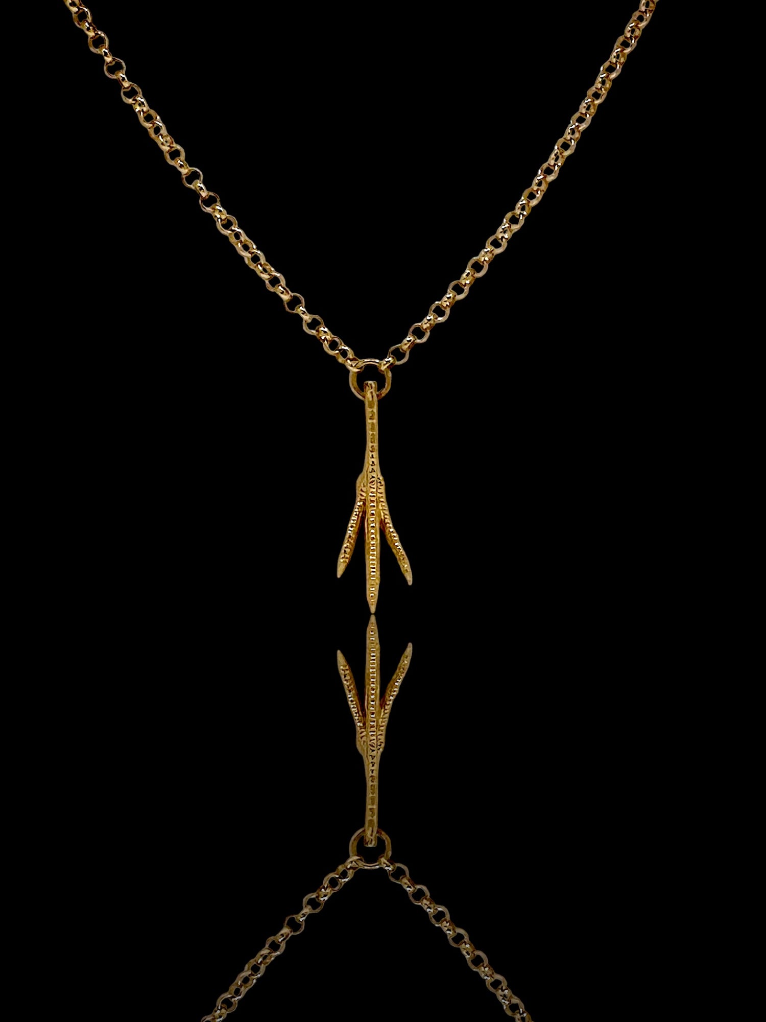 Subtle Chicken Feet Necklace, 24 karat gold-plated silver