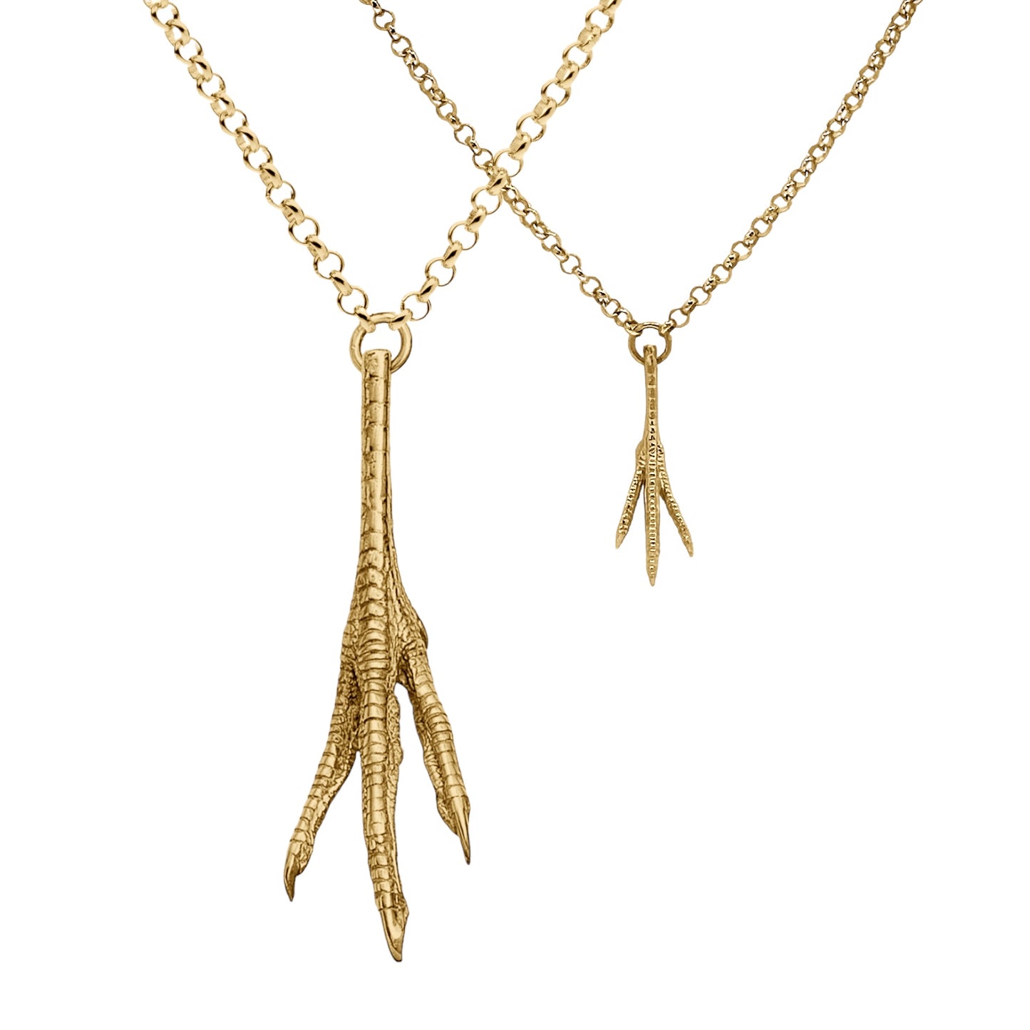 Subtle Chicken Feet Necklace, 24 karat gold-plated silver