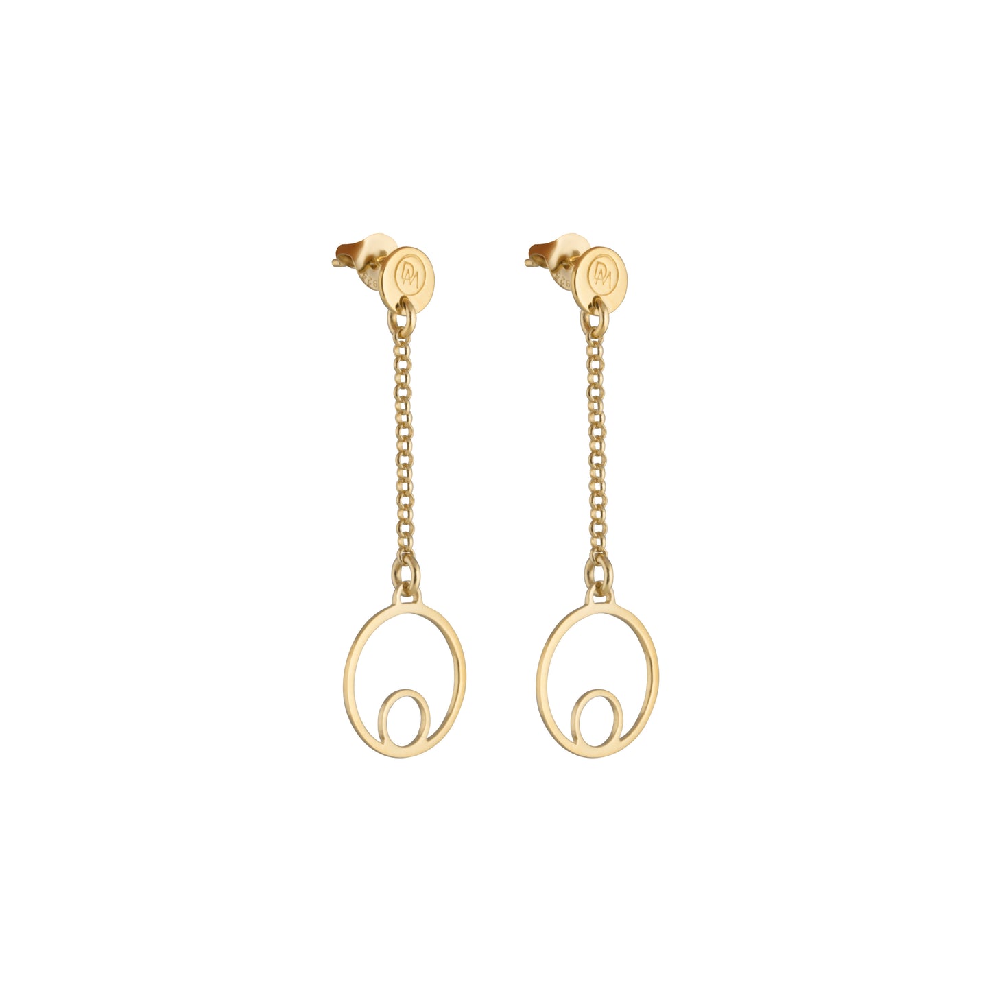 Gentle earrings with circle-shaped pendants from iconic Circles collection. Designed in minimalist style, these earrings are lightweight and playful.   Combine them with Circles Necklace.   Material: 18 karat gold-plated silver.  Size: outer circles diameter is 10mm, the length of the earring is approximately 5cm. 