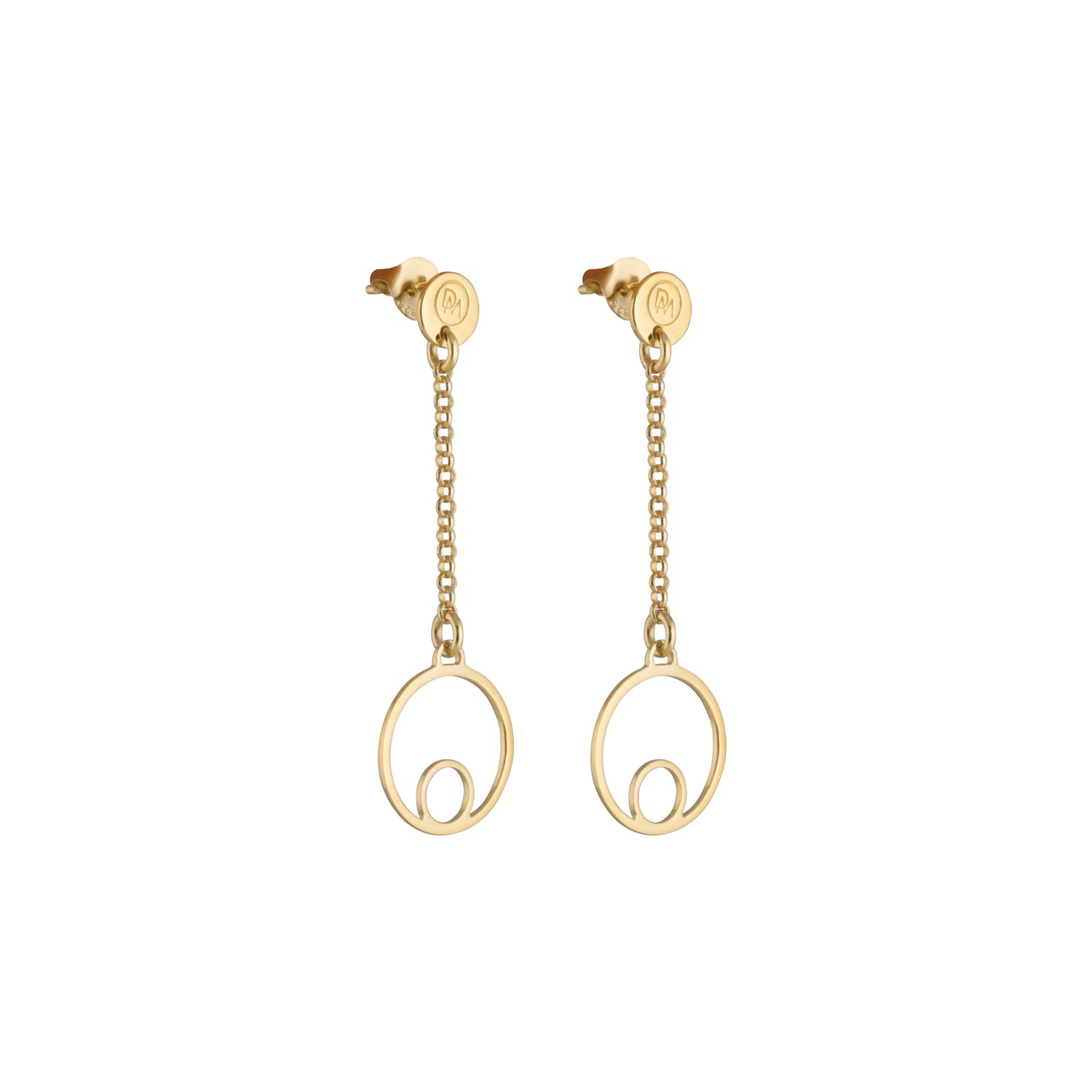 Gentle earrings with circle-shaped pendants from iconic Circles collection. Designed in minimalist style, these earrings are lightweight and playful.   Combine them with Circles Necklace.   Material: 18 karat gold-plated silver.  Size: outer circles diameter is 10mm, the length of the earring is approximately 5cm. 