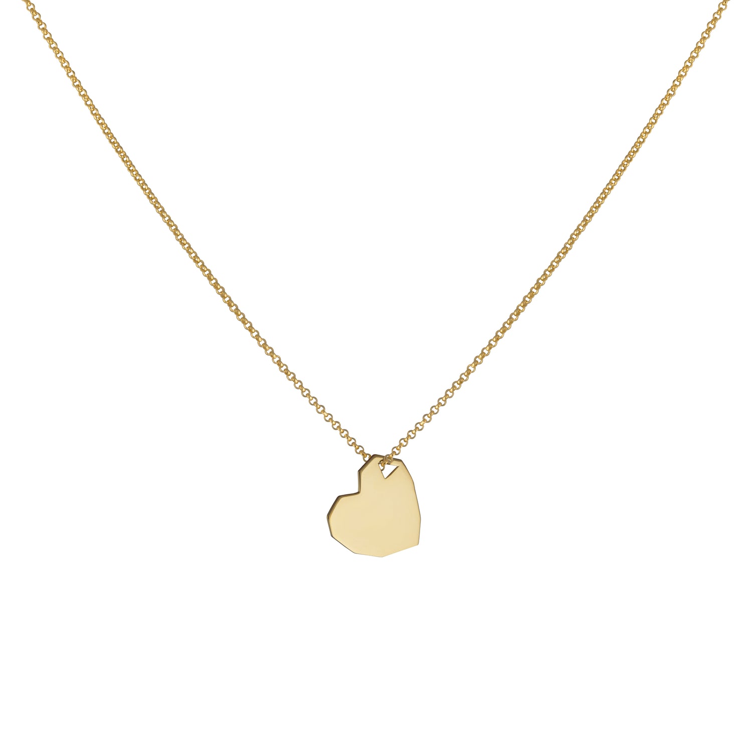 Popular Love necklace with a heart pendant from Facet collection.   Material: 18 karat gold-plated silver.  Size: 45cm. 