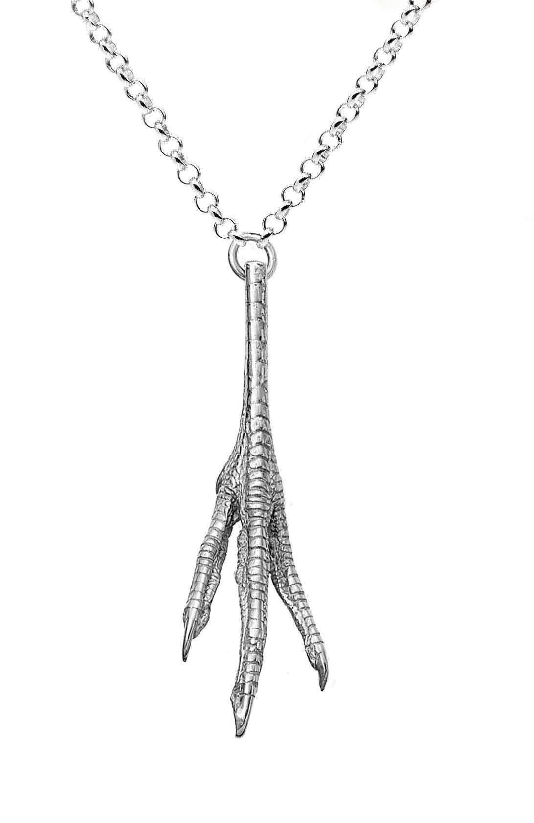 Iconic 925 silver Chicken Feet necklace from David&Martin Jewellery. The collection was inspired by a beautiful girl spotted by the designers in Shanghai underground. The girl was munching fried chicken feet and simultaneously flicking through French Vogue
