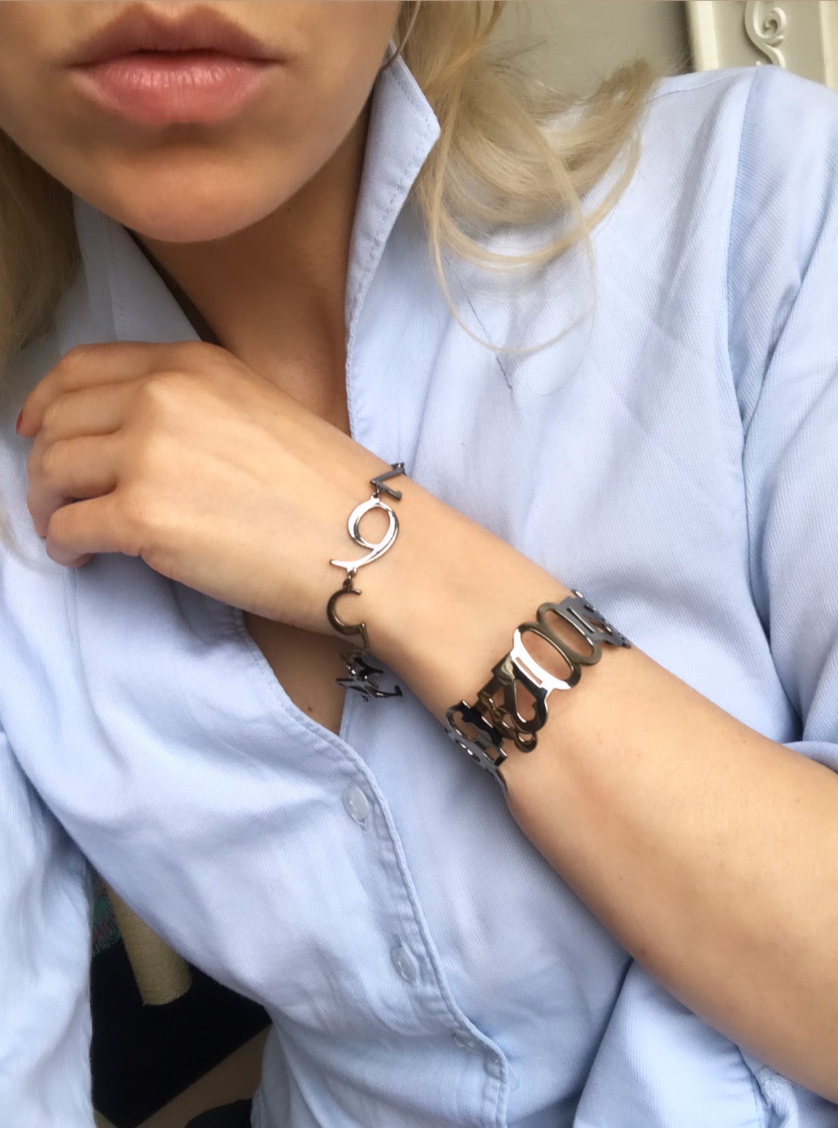 Stunning bracelet in 925 oxidised silver from iconic Numbers collection. Gentle on the arm, the bracelet features perfectly elaborated 1 to 9 design. Material: 925 silver, oxidised 