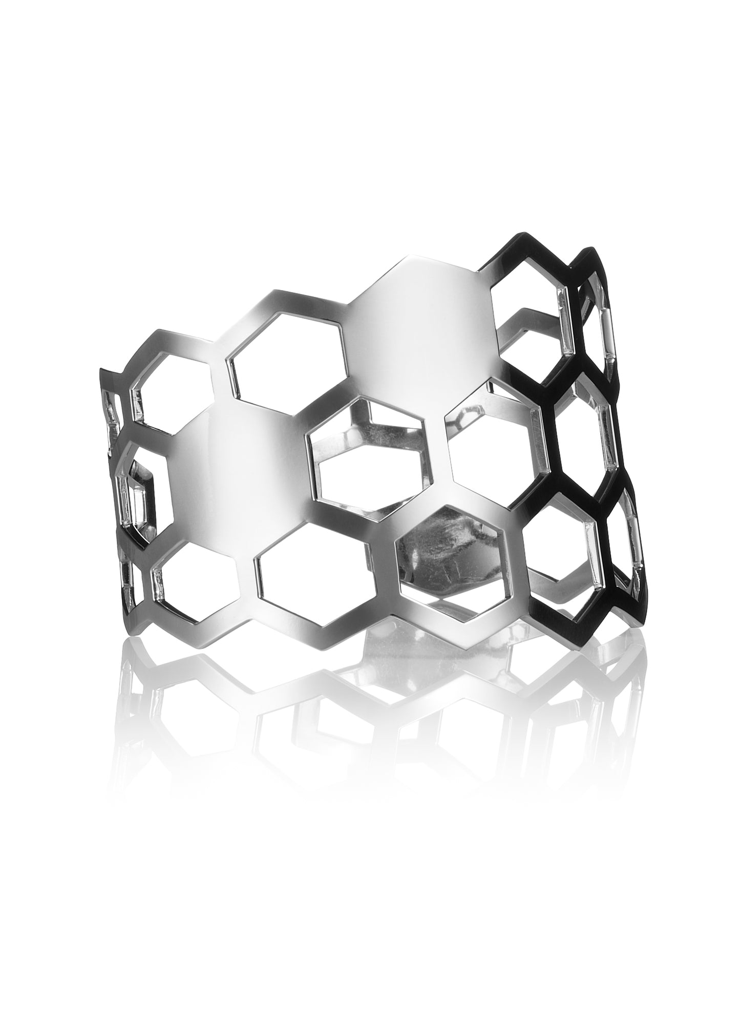 Bestselling chunky geometric cuff bracelet from Cell collection. This is one of the most iconic contemporary designer pieces by David&Martin.   Material: 925 silver. Size: adjustable, fits any wrist. 