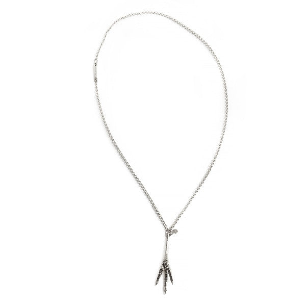 Iconic 925 silver Chicken Feet necklace from David&Martin Jewellery. The collection was inspired by a beautiful girl spotted by the designers in Shanghai underground. The girl was munching fried chicken feet and simultaneously flicking through French Vogue